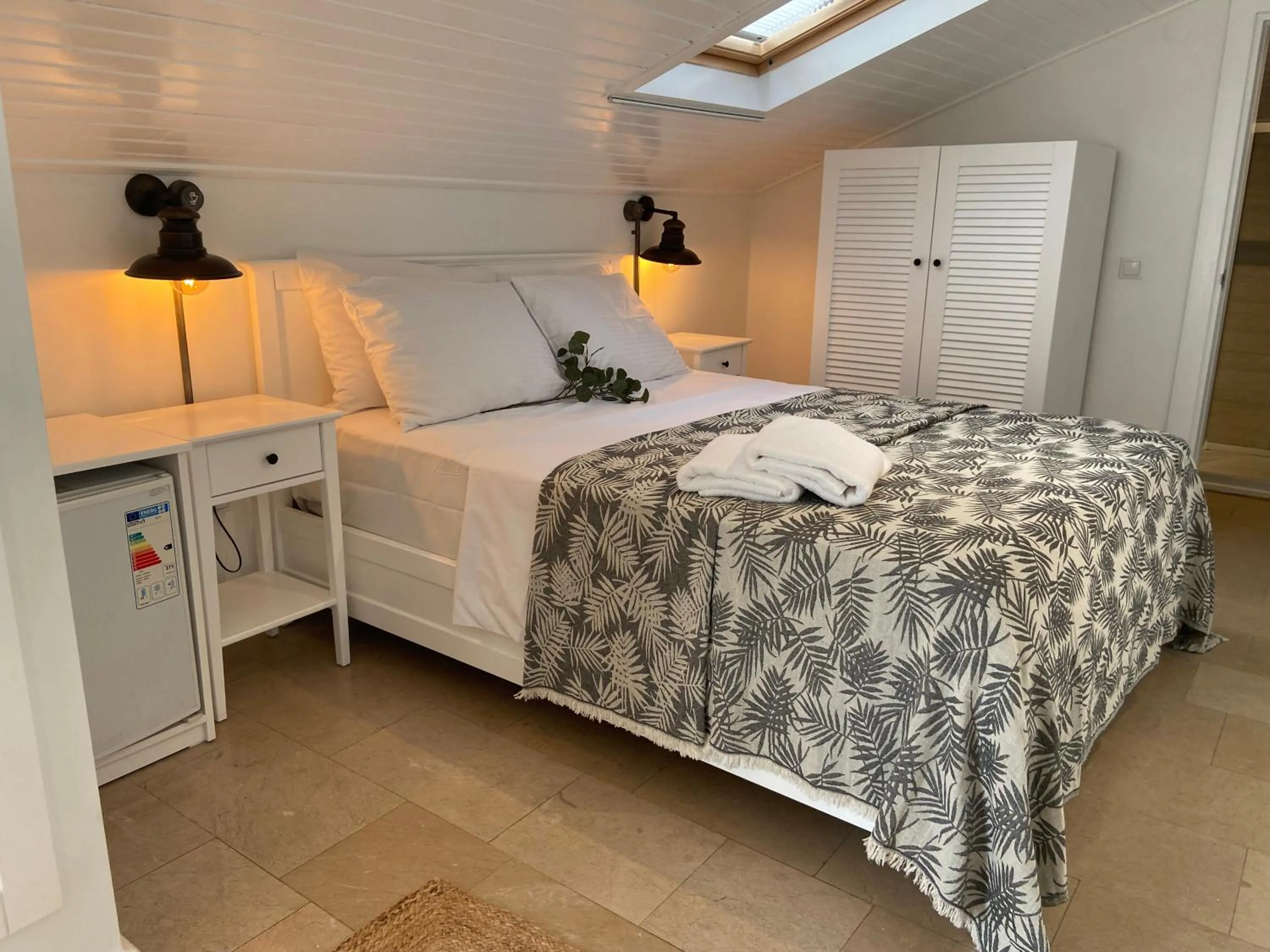 Bed in Alacati Moonbox Hotel