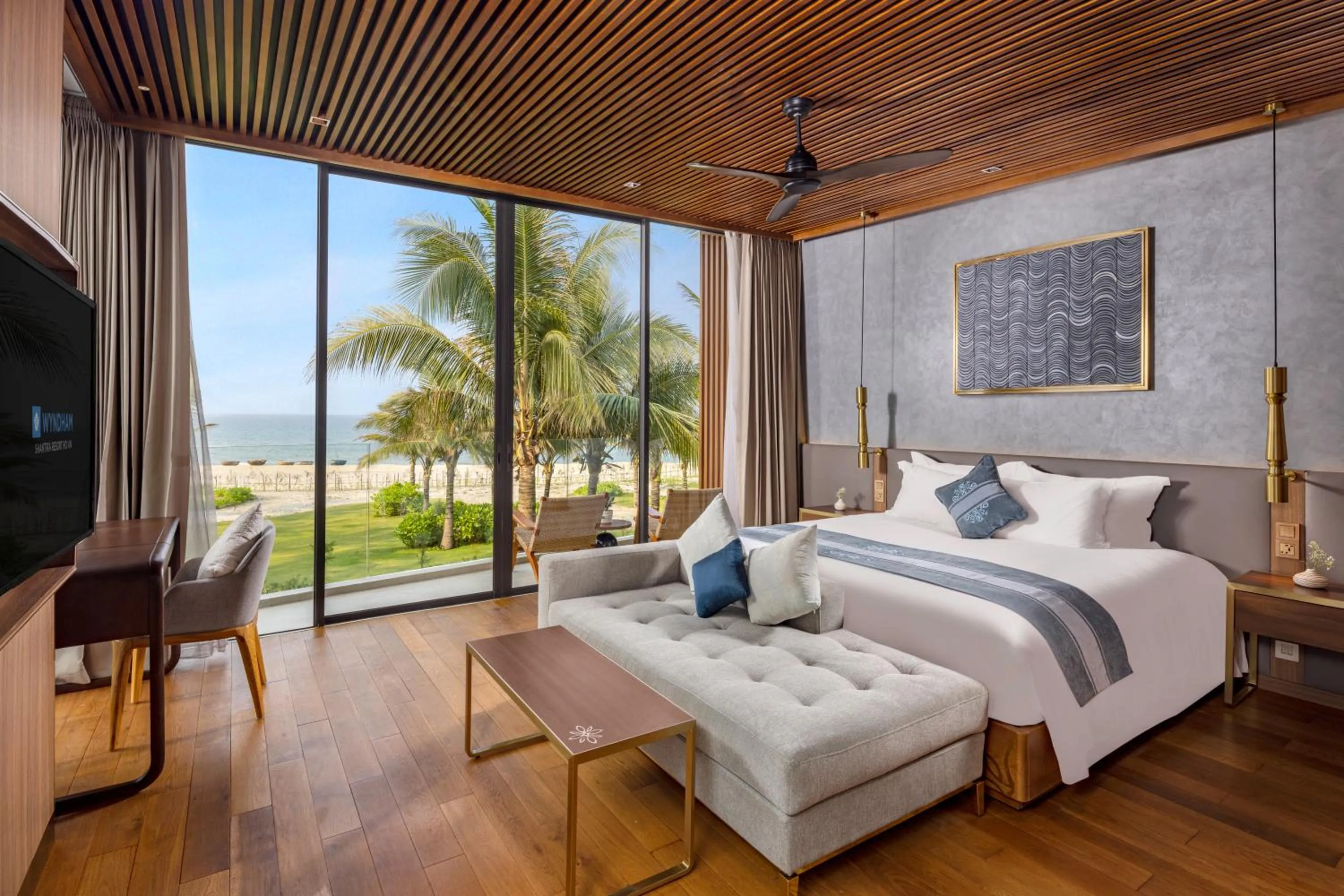 View (from property/room), Bed in Wyndham Hoi An Royal Beachfront Resort & Villas