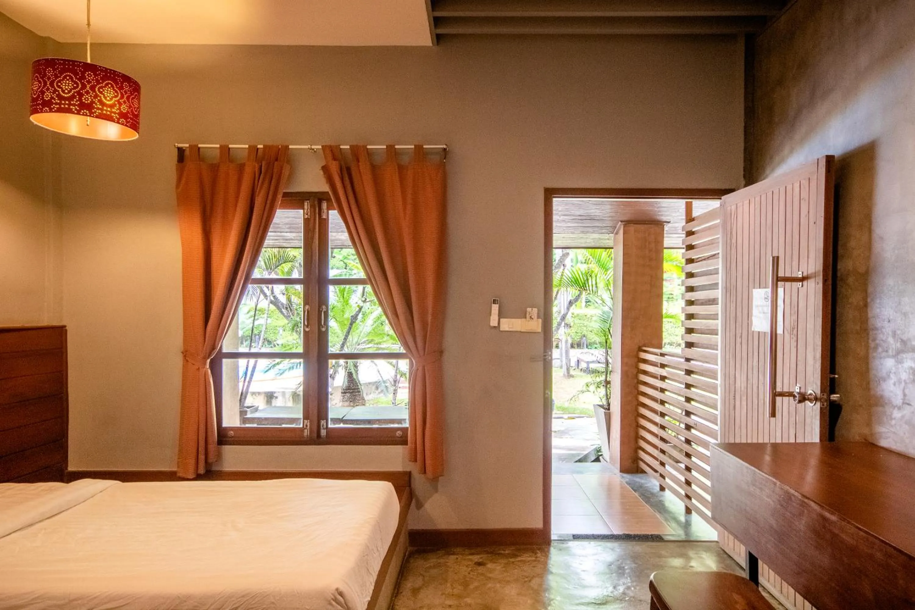 View (from property/room), Bed in Namsai Resort Kanchanaburi