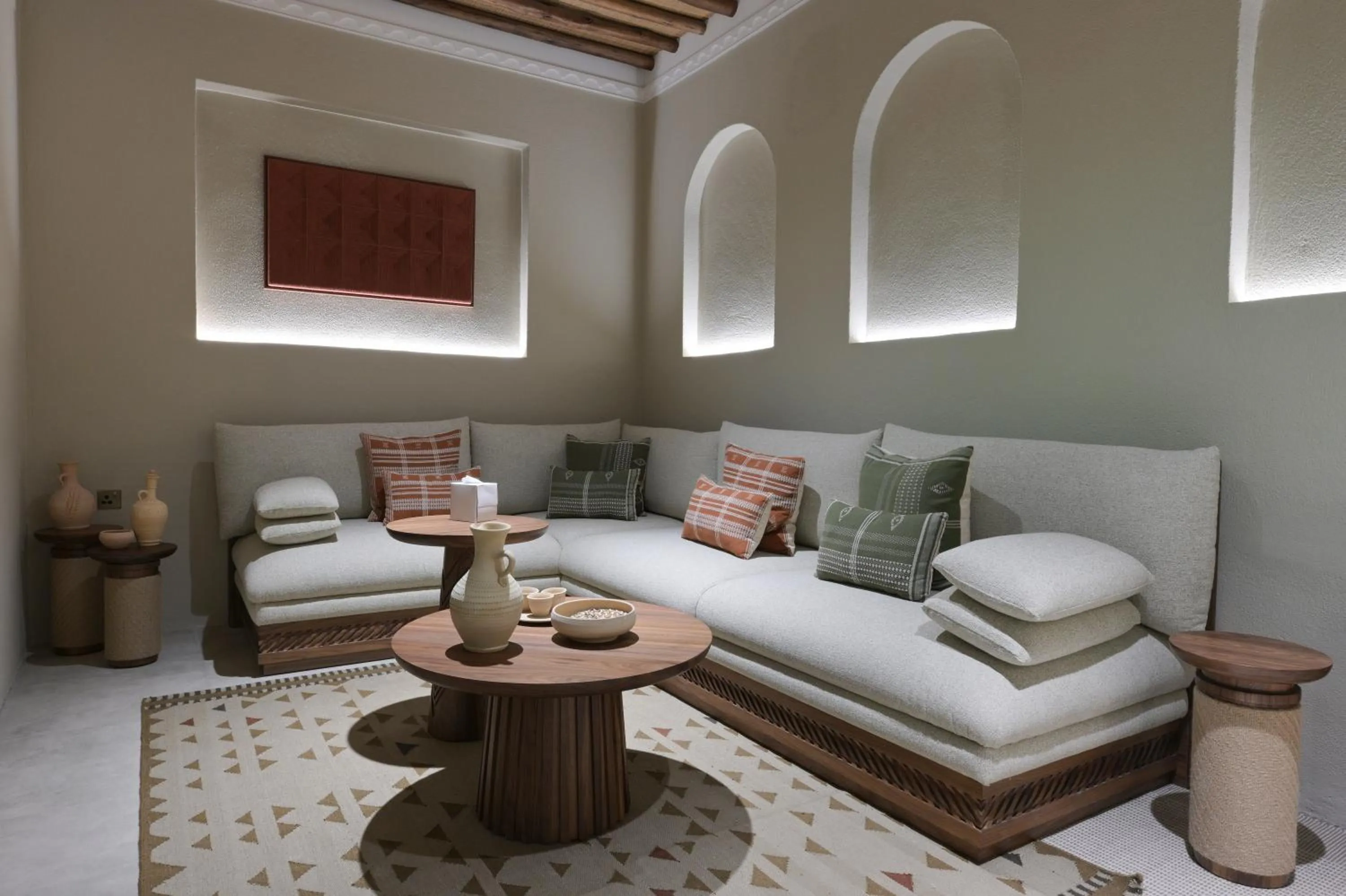 Living room, Bed in Nozol Al Rayaheen By Sharjah Collection