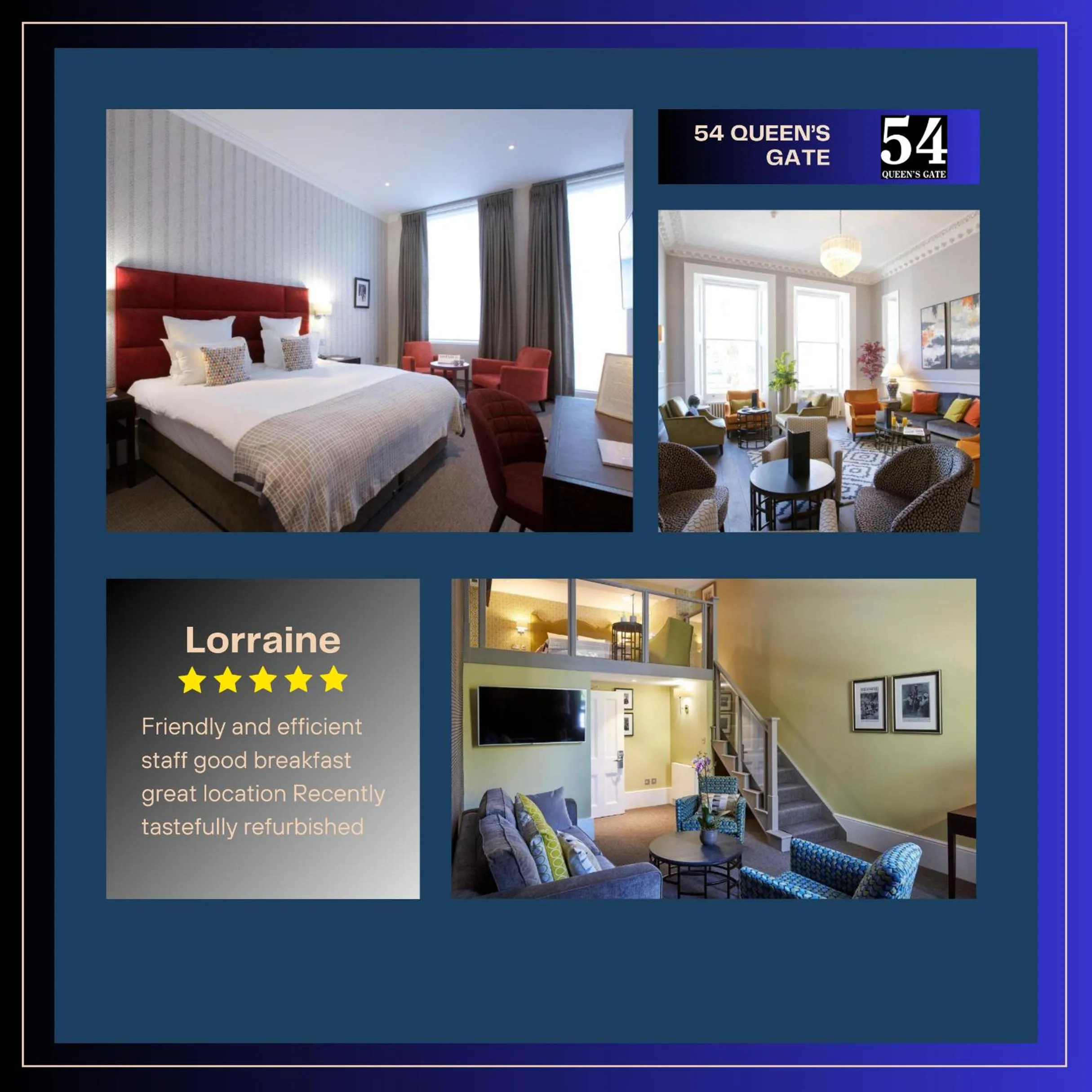 Bed in 54 Queen's Gate Hotel