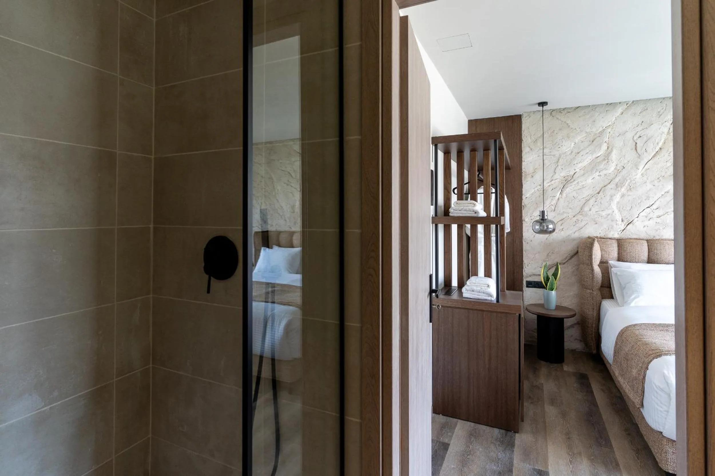 Bathroom, Bed in Athens Design Suites