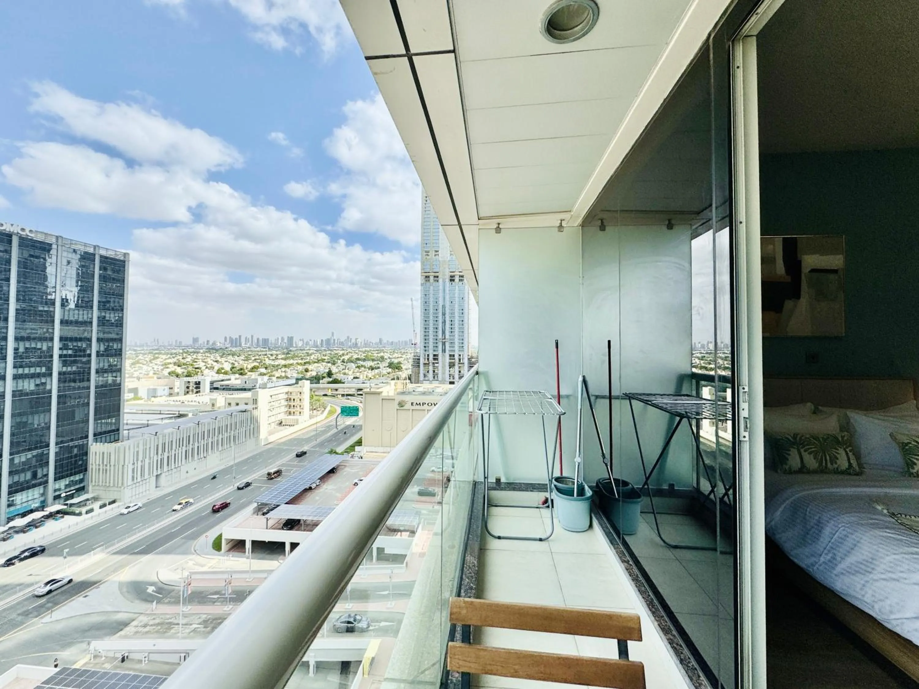 Patio, Bed in Cosmos Living Dubai Arch Tower Pool, Gym & Balcony