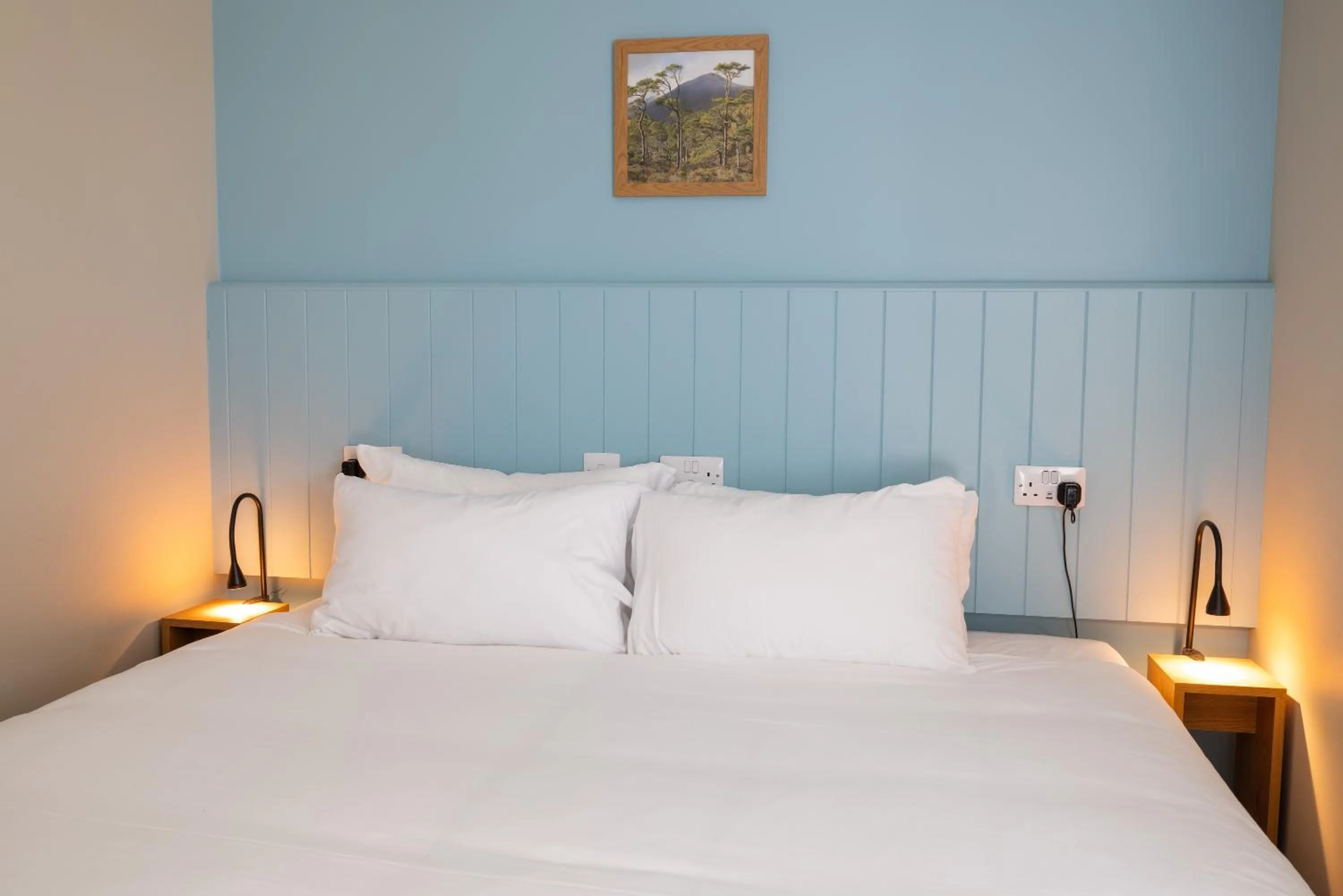 Bathroom, Bed in An Spiris Accommodation at Dundreggan Rewilding Centre