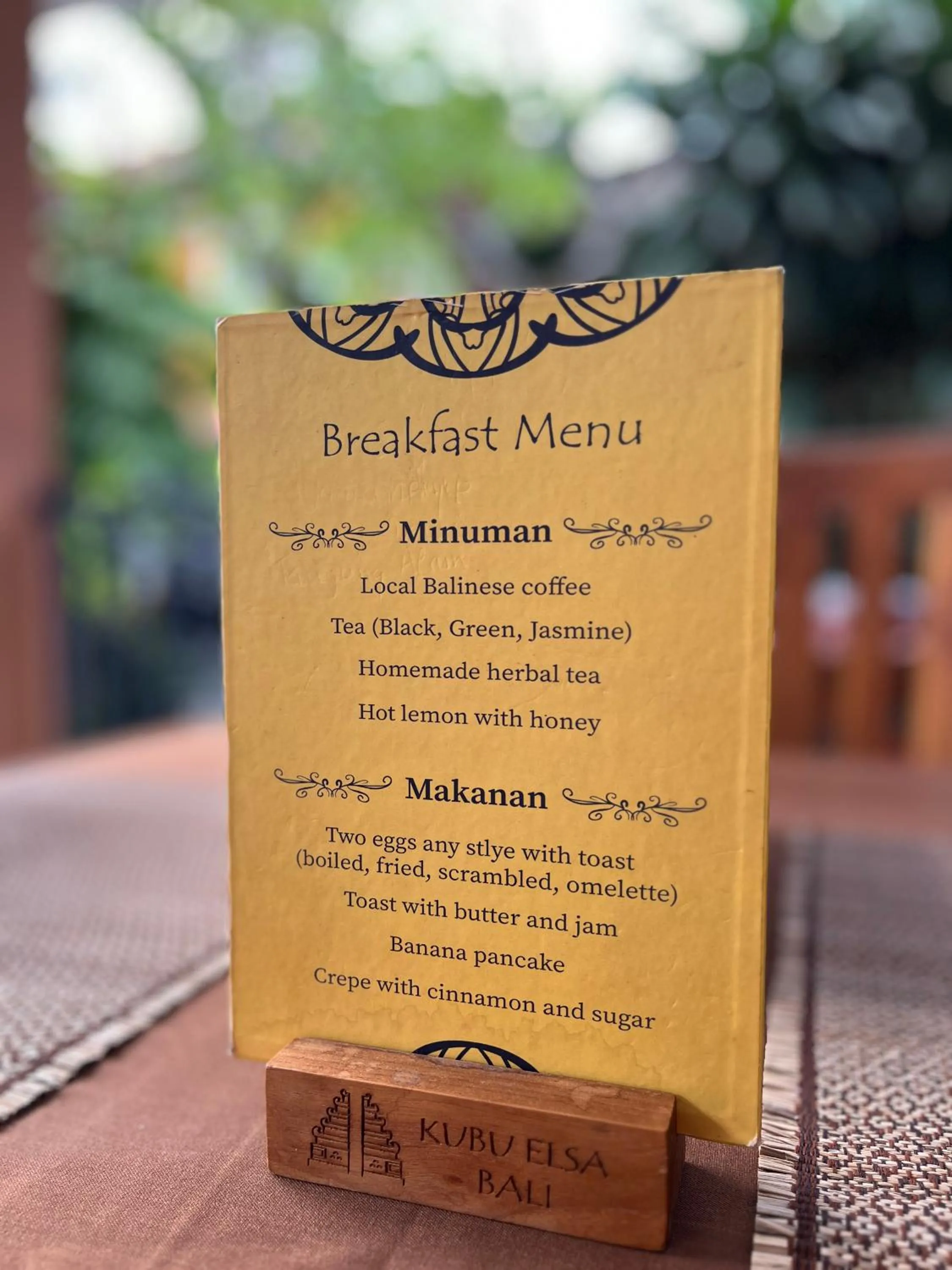 Breakfast in Kubu Elsa Bali