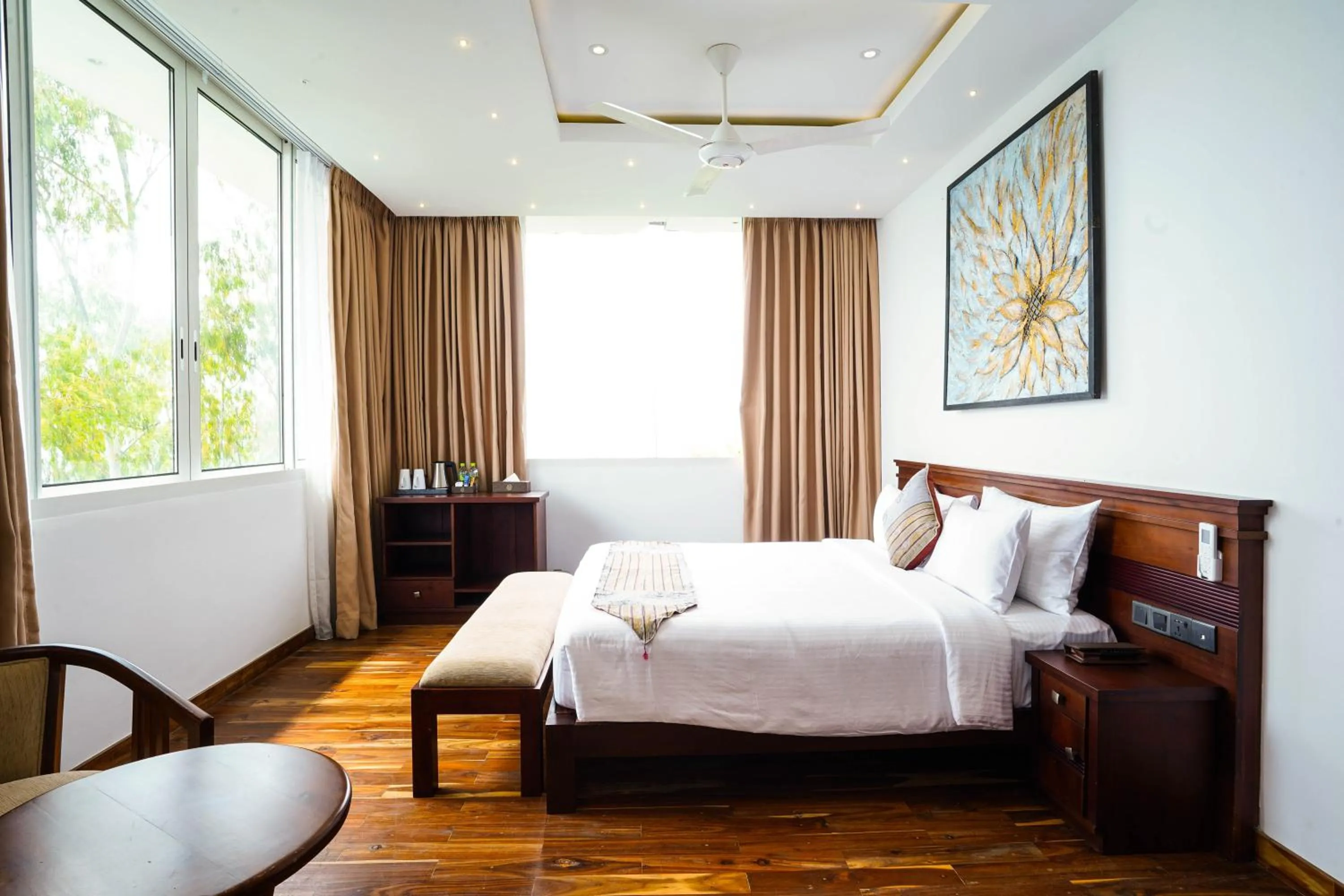 Bed in A'Lankaa Resorts & Spa