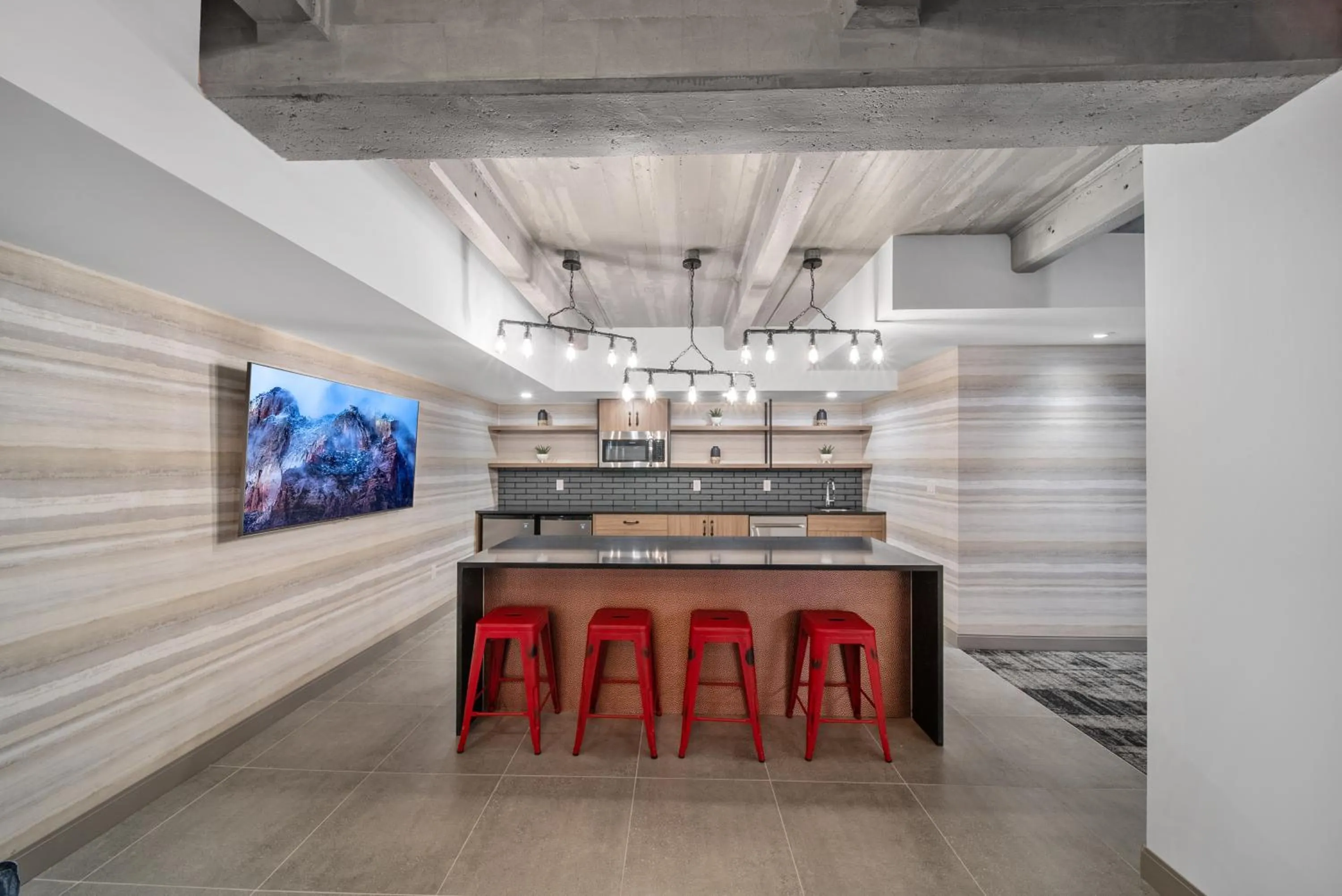 Communal lounge/ TV room in Cannery Lofts Niagara