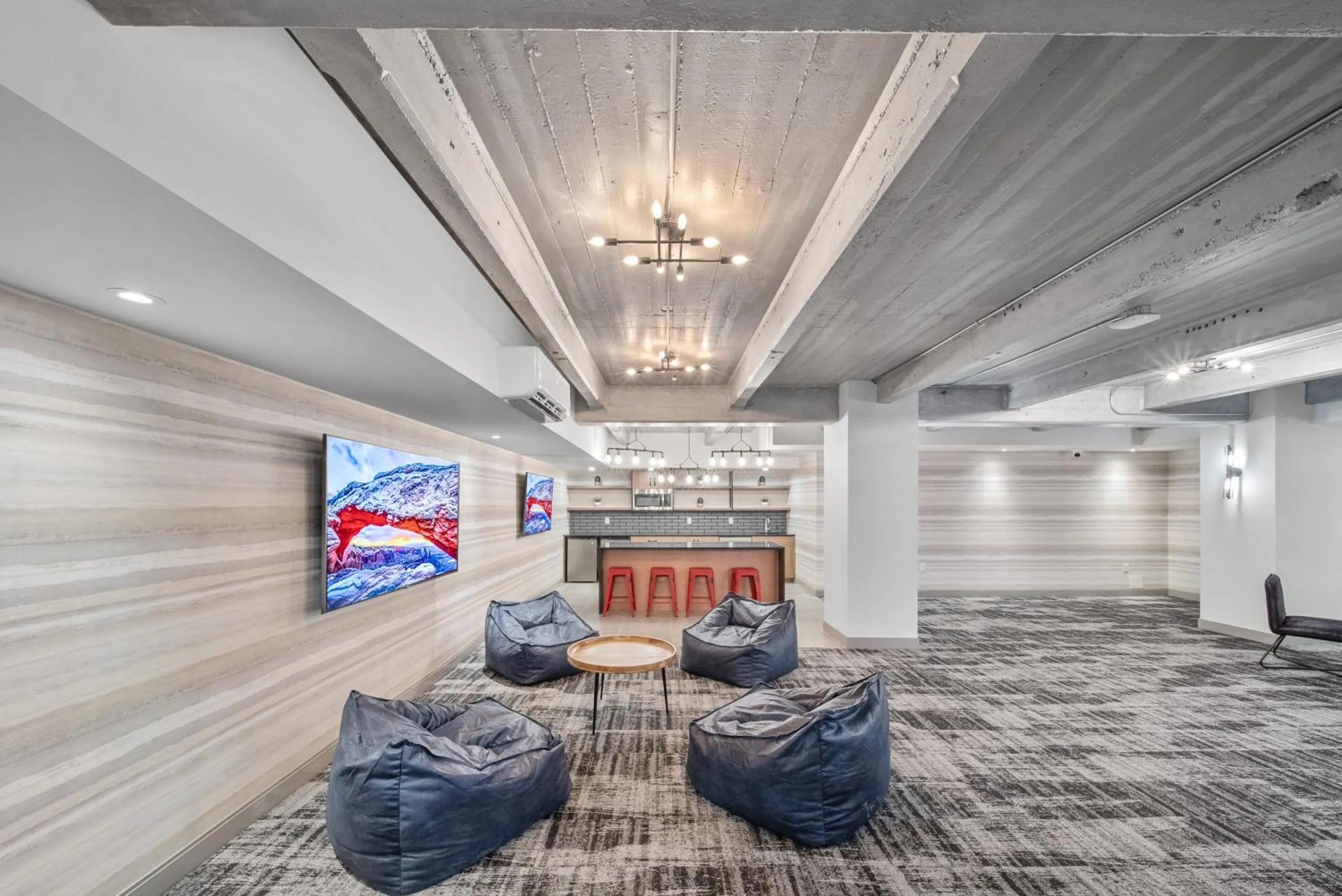 Communal lounge/ TV room in Cannery Lofts Niagara