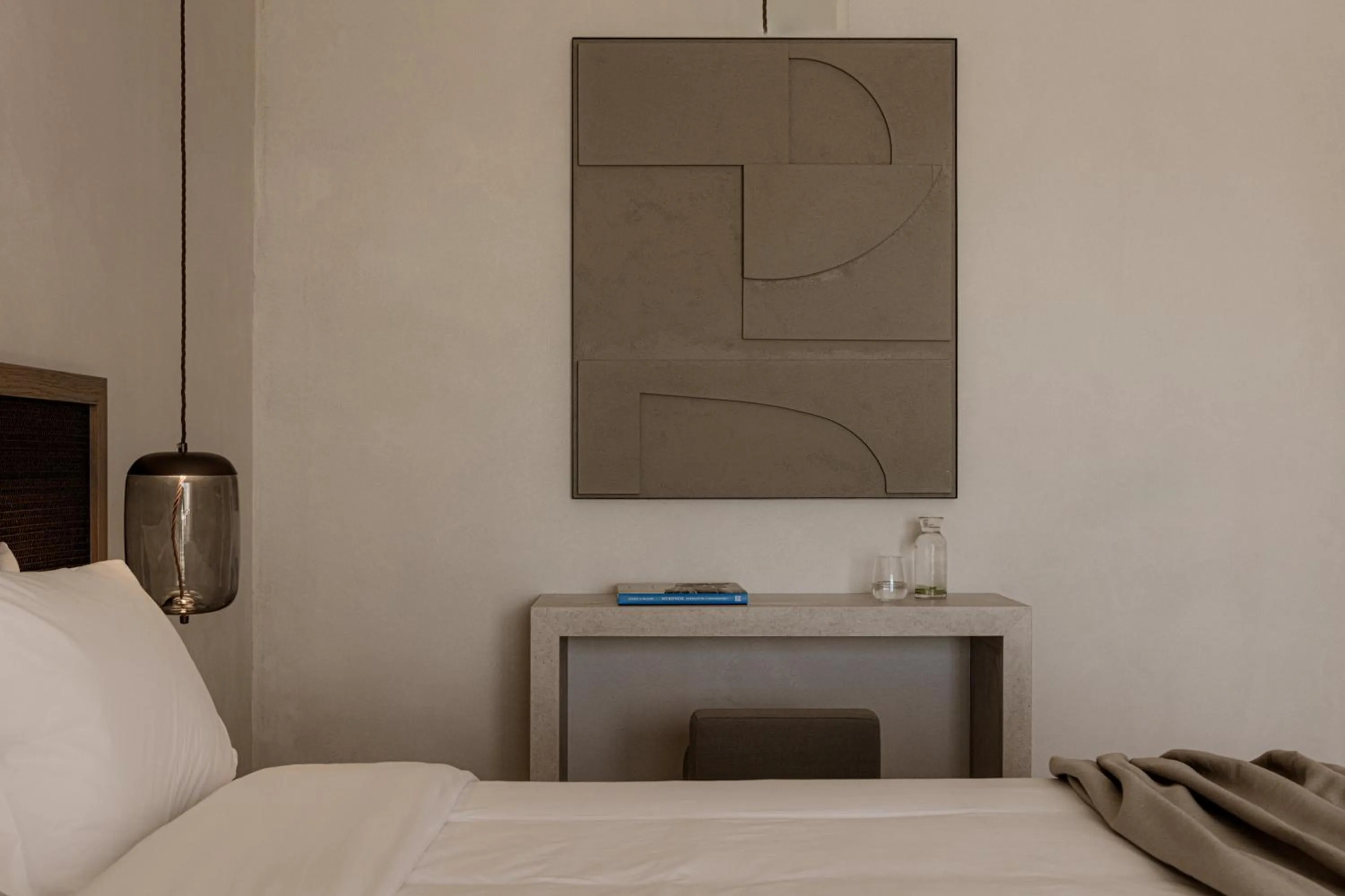 Bed in Enigma Mykonos Hideaway Suites