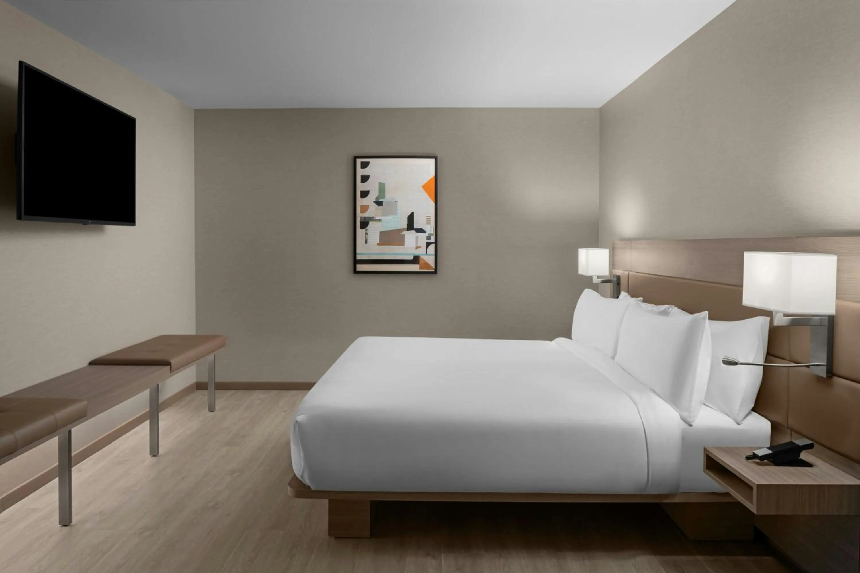 Photo of the whole room, Bed in AC Hotel by Marriott Lansing University Area