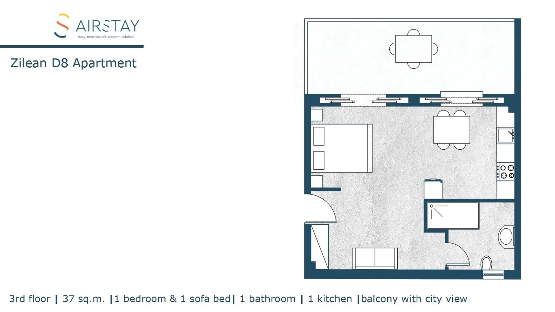 Floor plan in Zilean Apartments Airport by Airstay