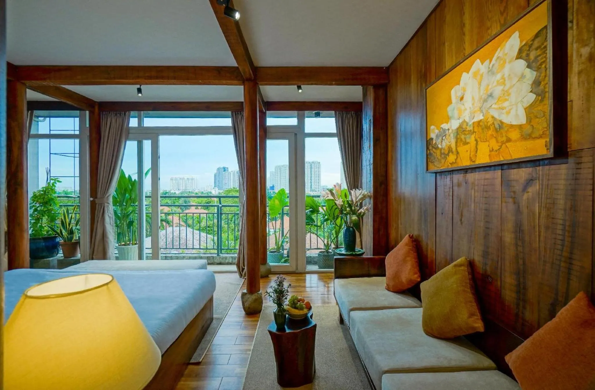 View (from property/room), Bed in Nexus House Lang Bao Chi