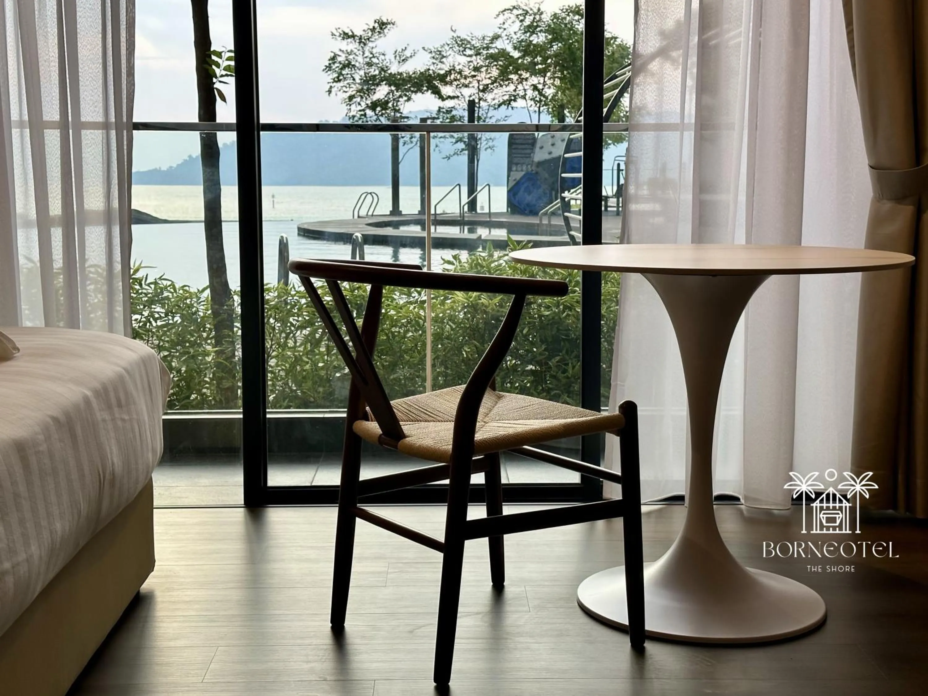 View (from property/room), Bed in Borneotel The Shore KK by CHG