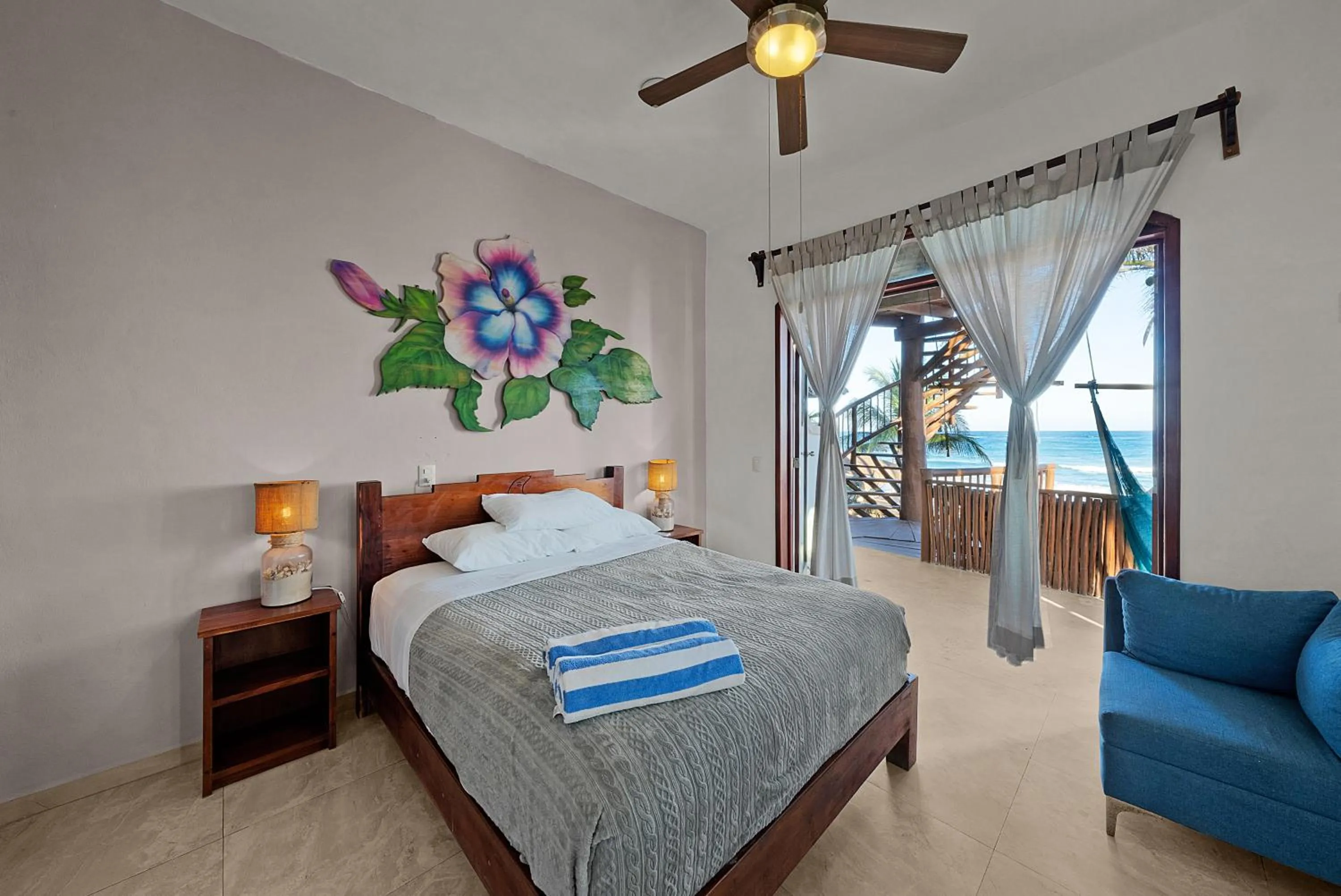 Bed in Playa Canek Beachfront Eco Hotel