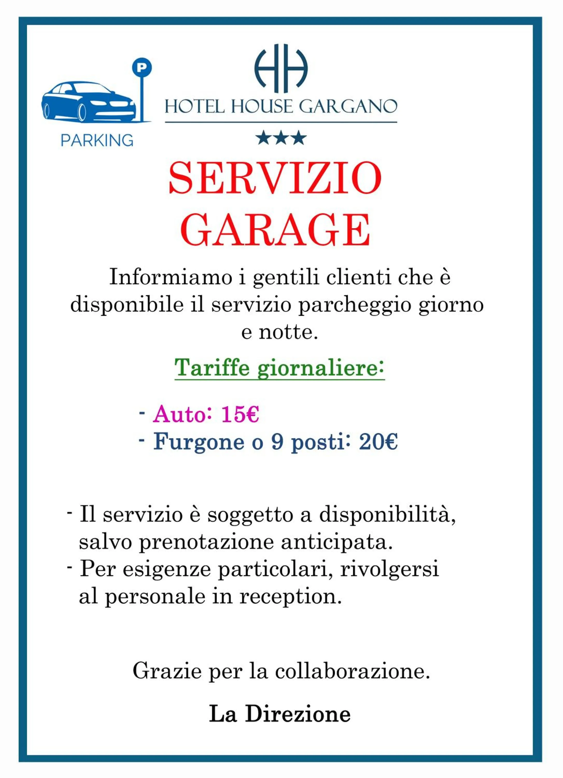 Parking in HOTEL HOUSE GARGANO