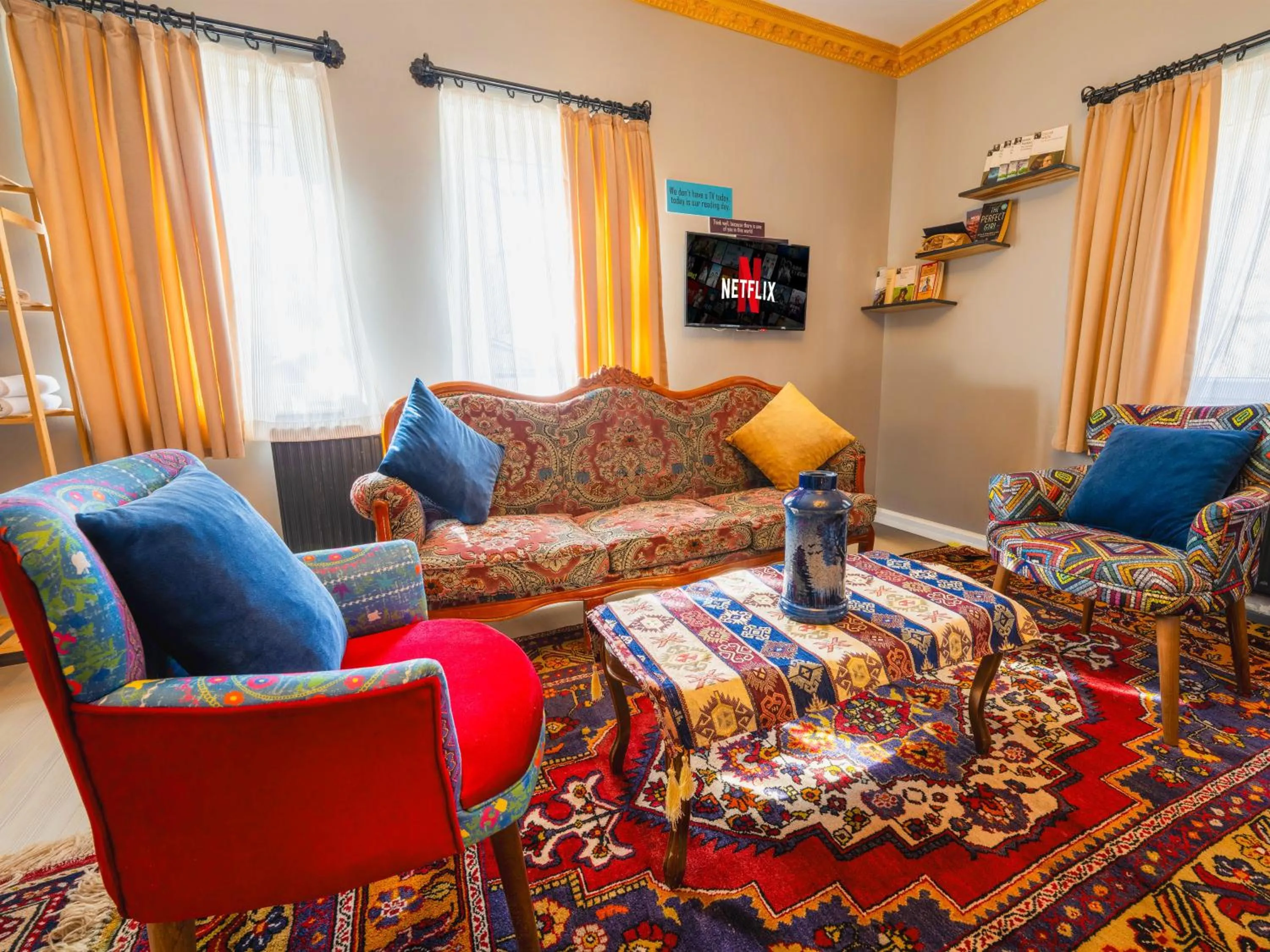 Seating area in Alpha Stone House