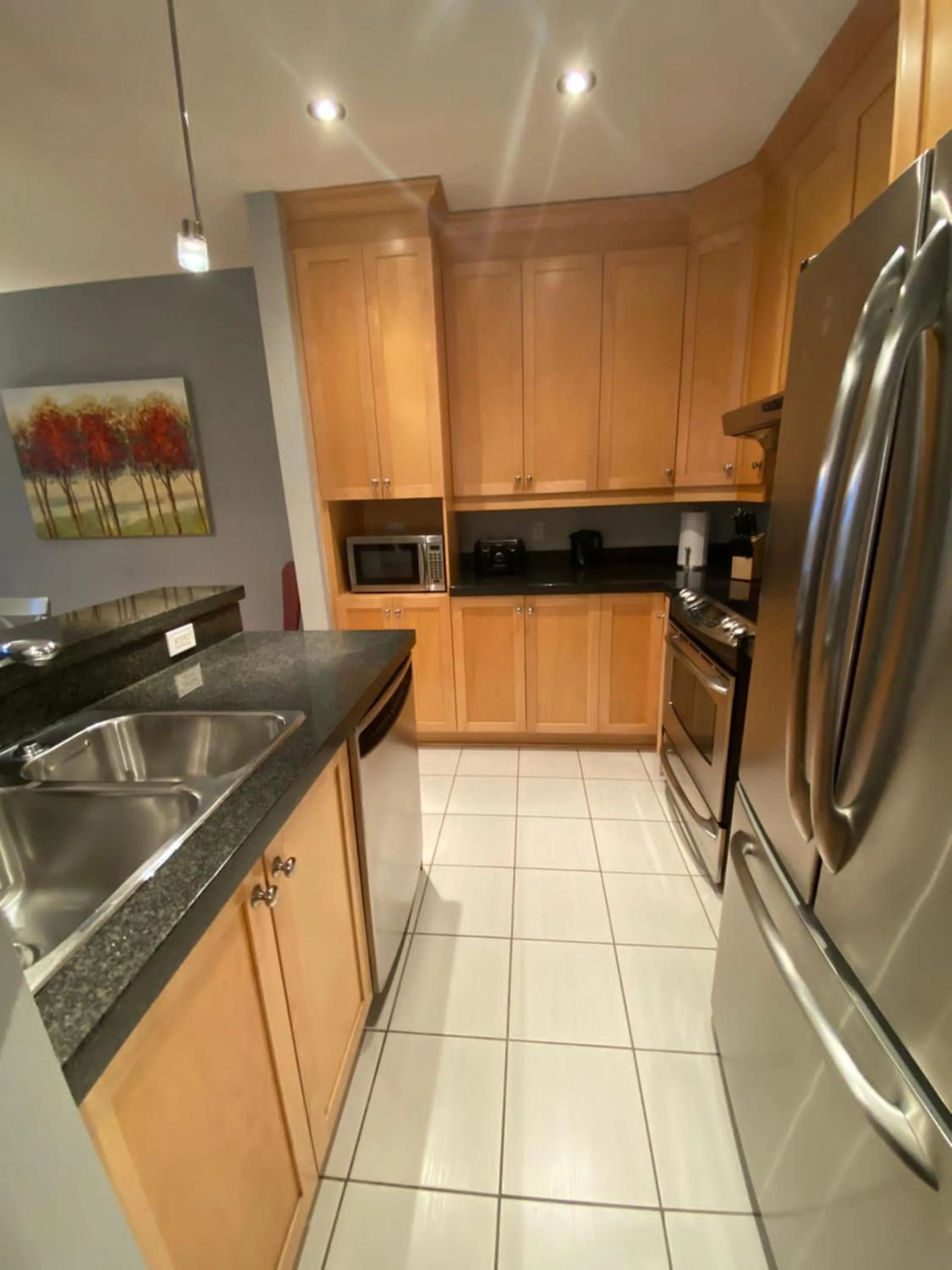 Kitchen or kitchenette in ApartHotelMontreal by Les Terrasses Saint Urbain 2225I2