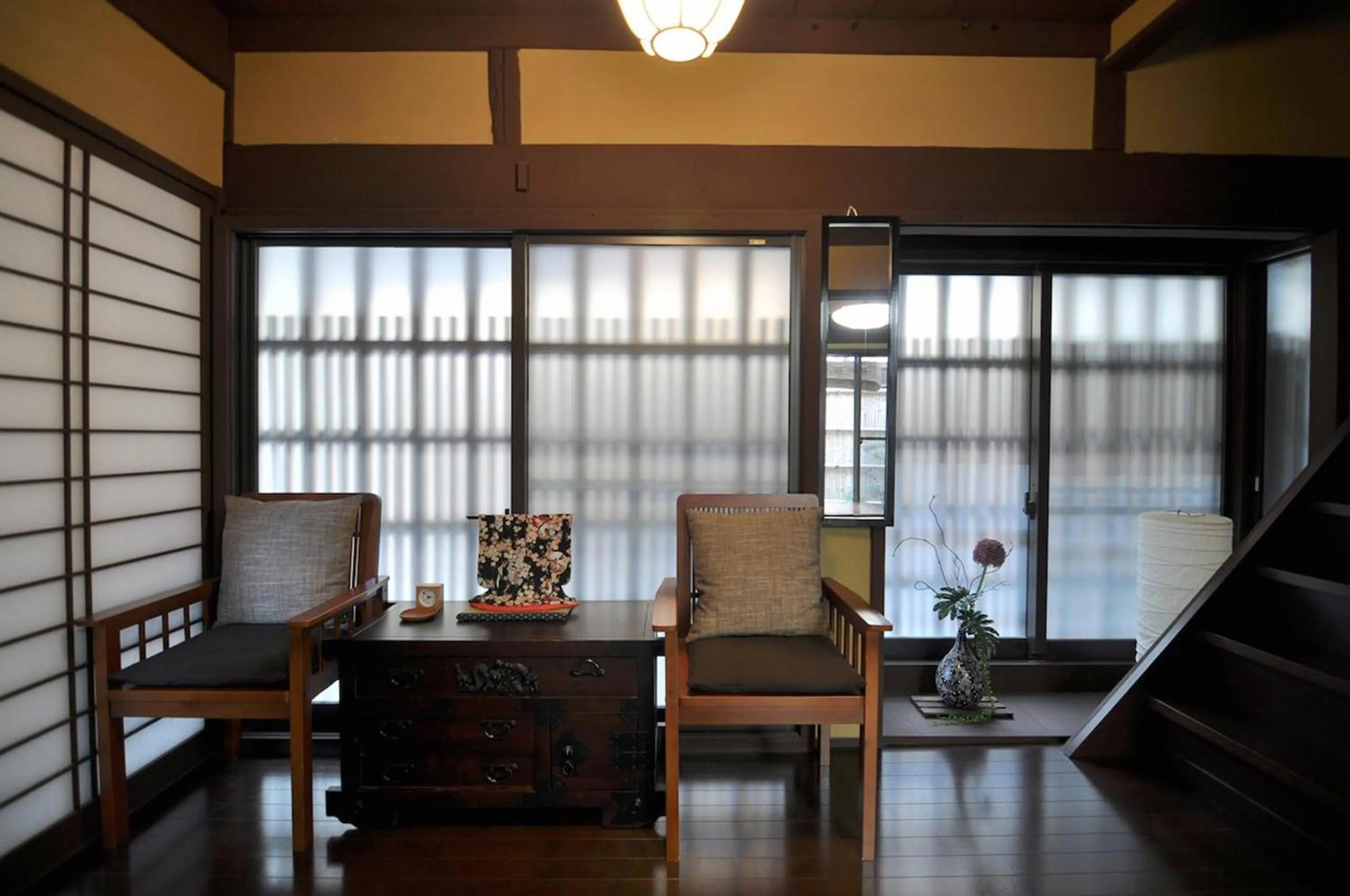 Seating area in Maeniiya Machiya Inn