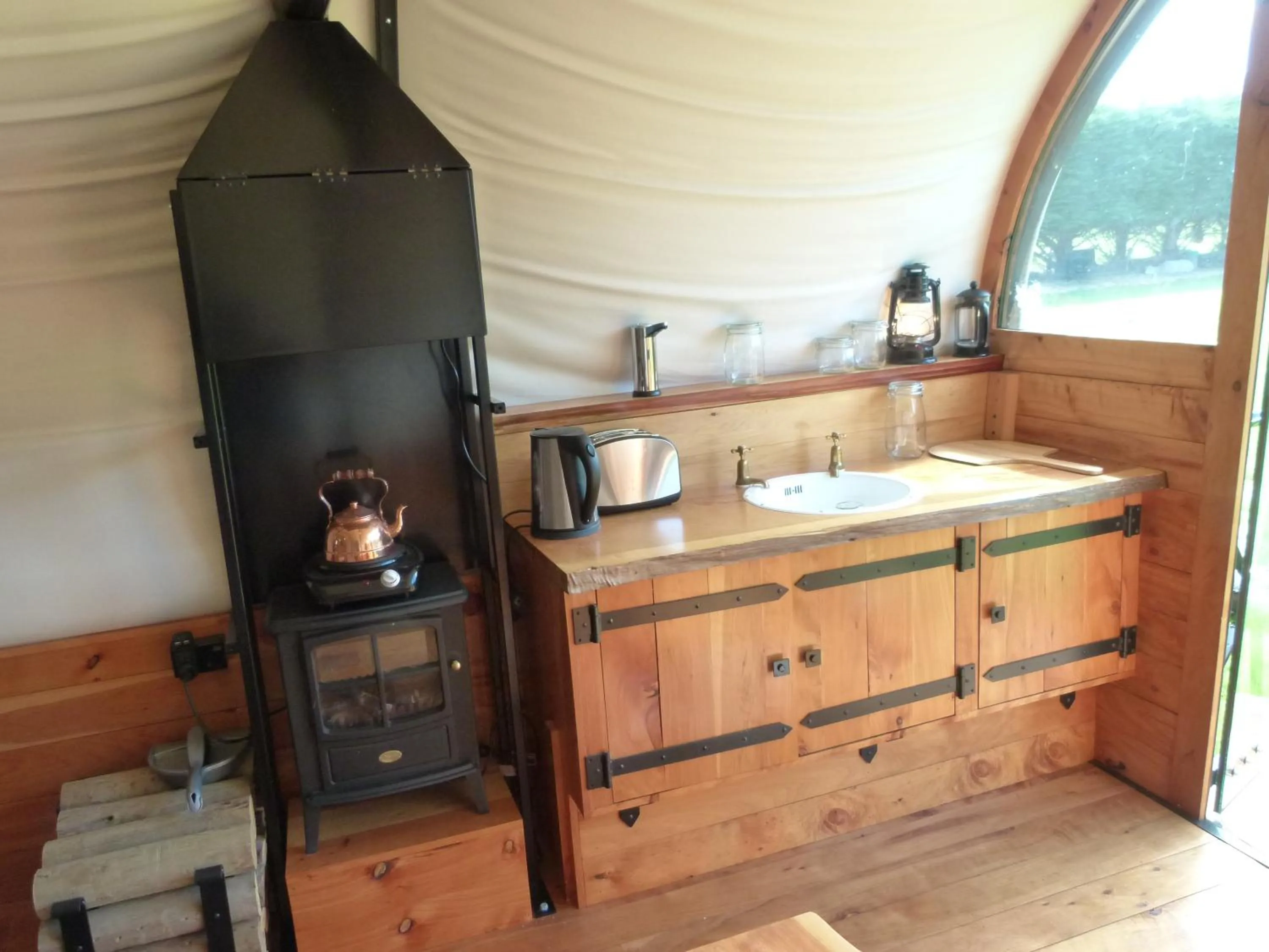 Coffee/tea facilities in Wacky Stays - unique farm-stay glamping rentals, FREE animal feeding tours