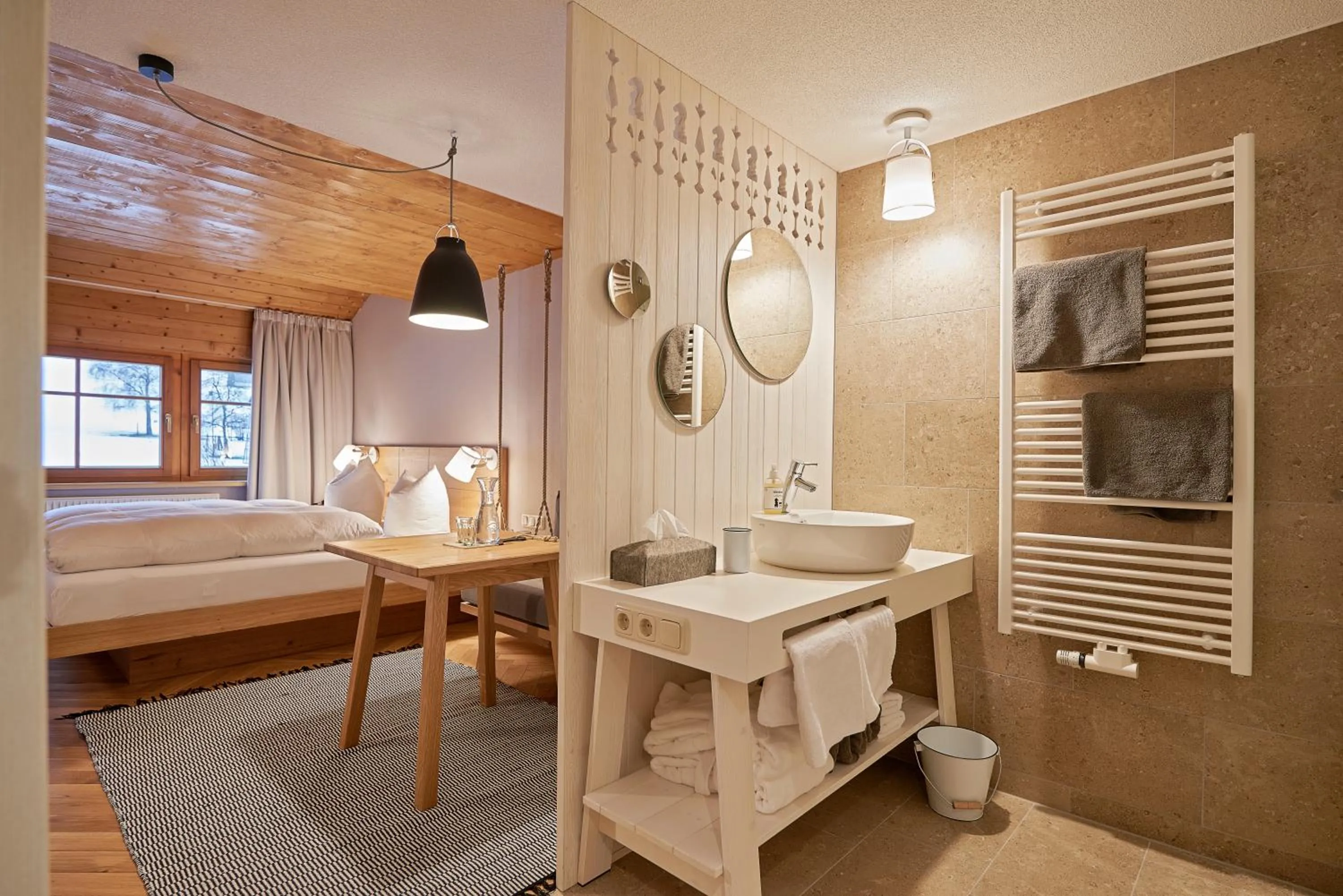 Bathroom, Bed in Hotel Rössle