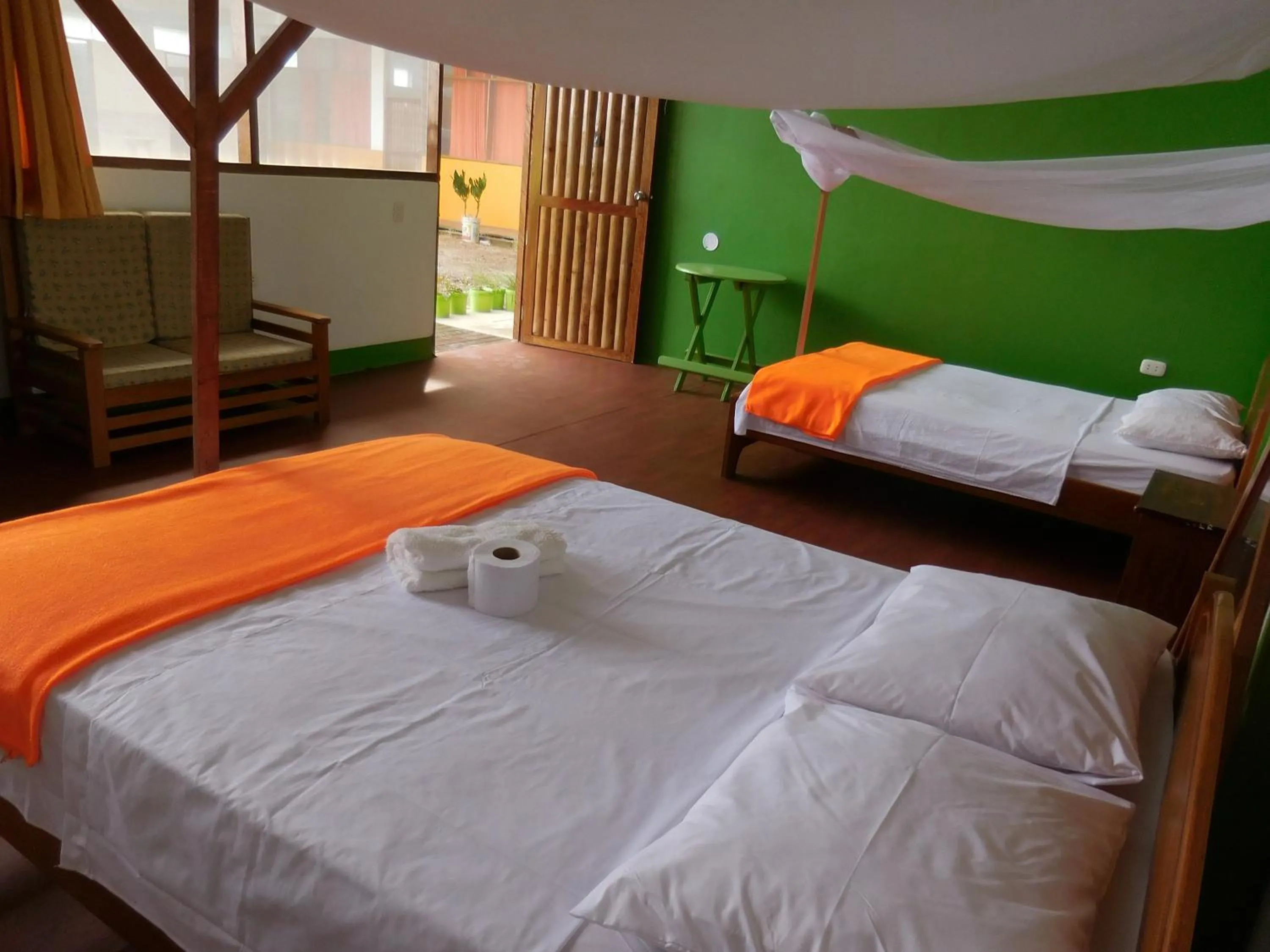 Decorative detail, Bed in Tambopata Hostel
