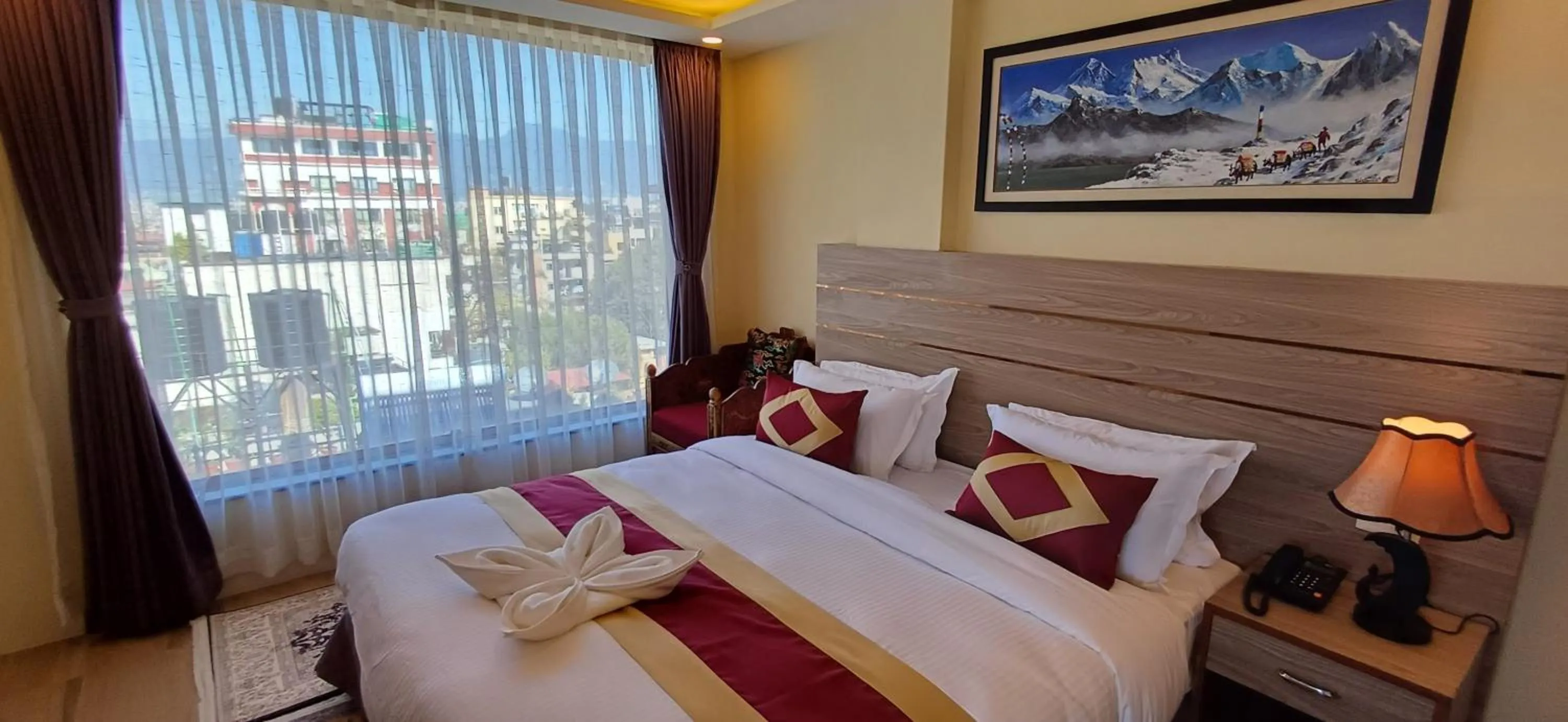 Bed in Hotel Yakroo Manang