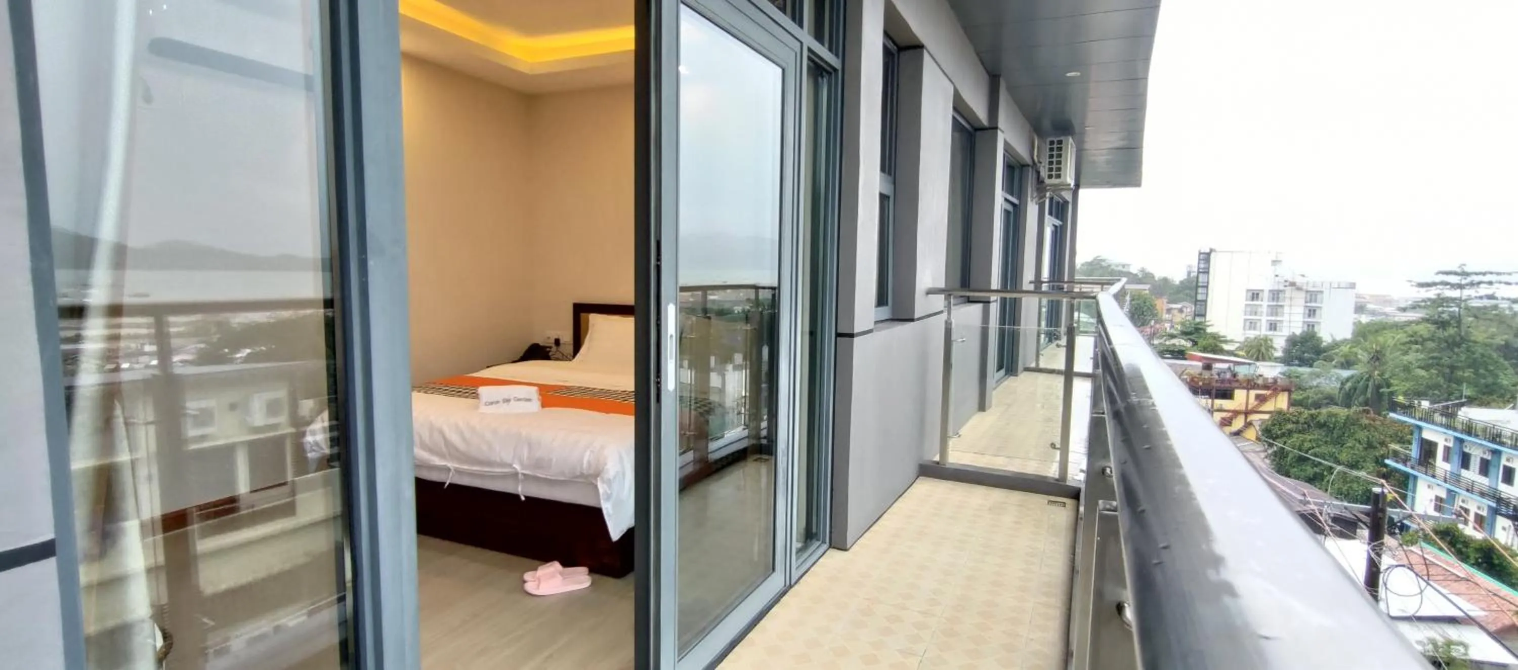 View (from property/room), Bed in Sky Garden Hotel