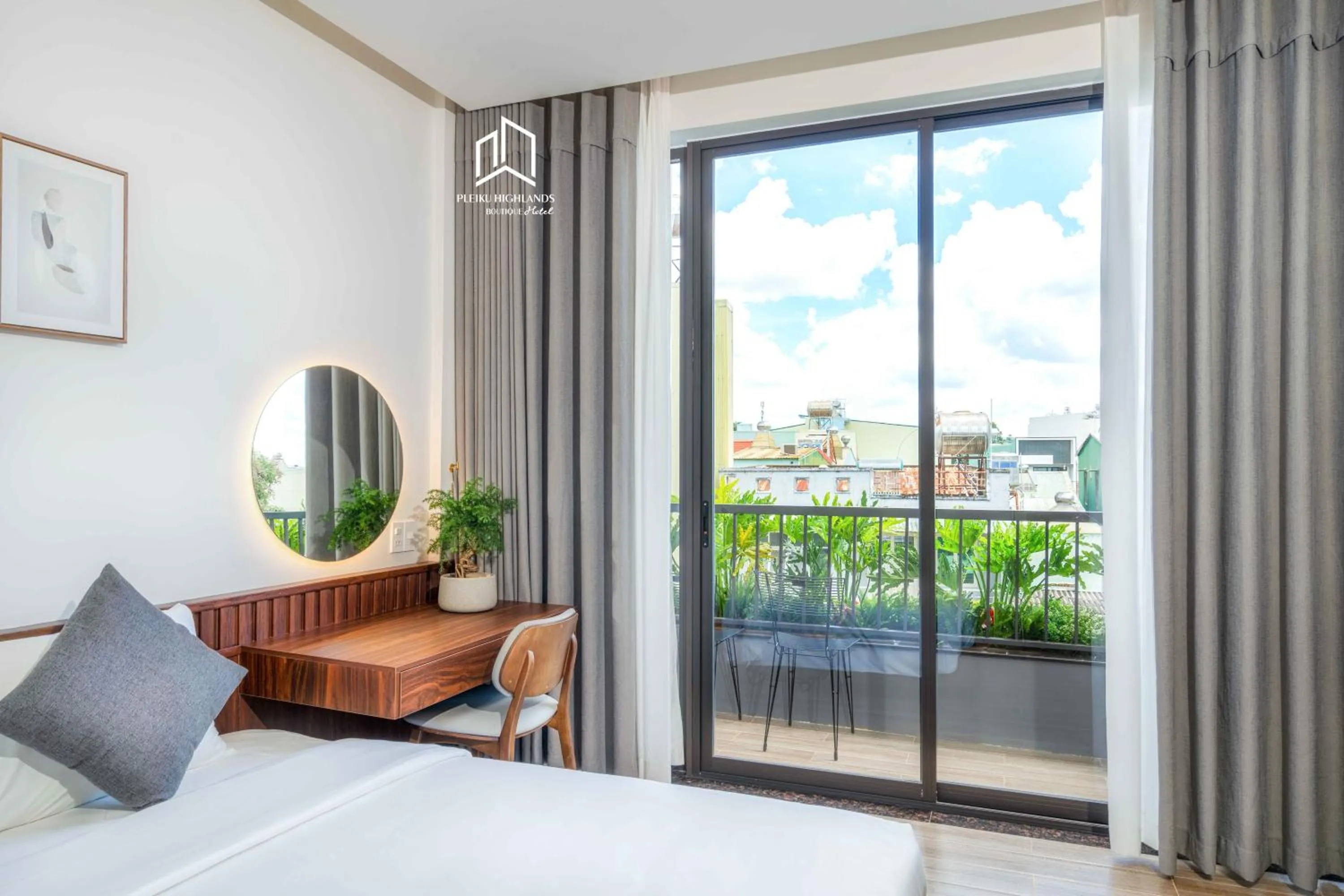 View (from property/room), Bed in PLEIKU HIGHLANDS BOUTIQUE HOTEL