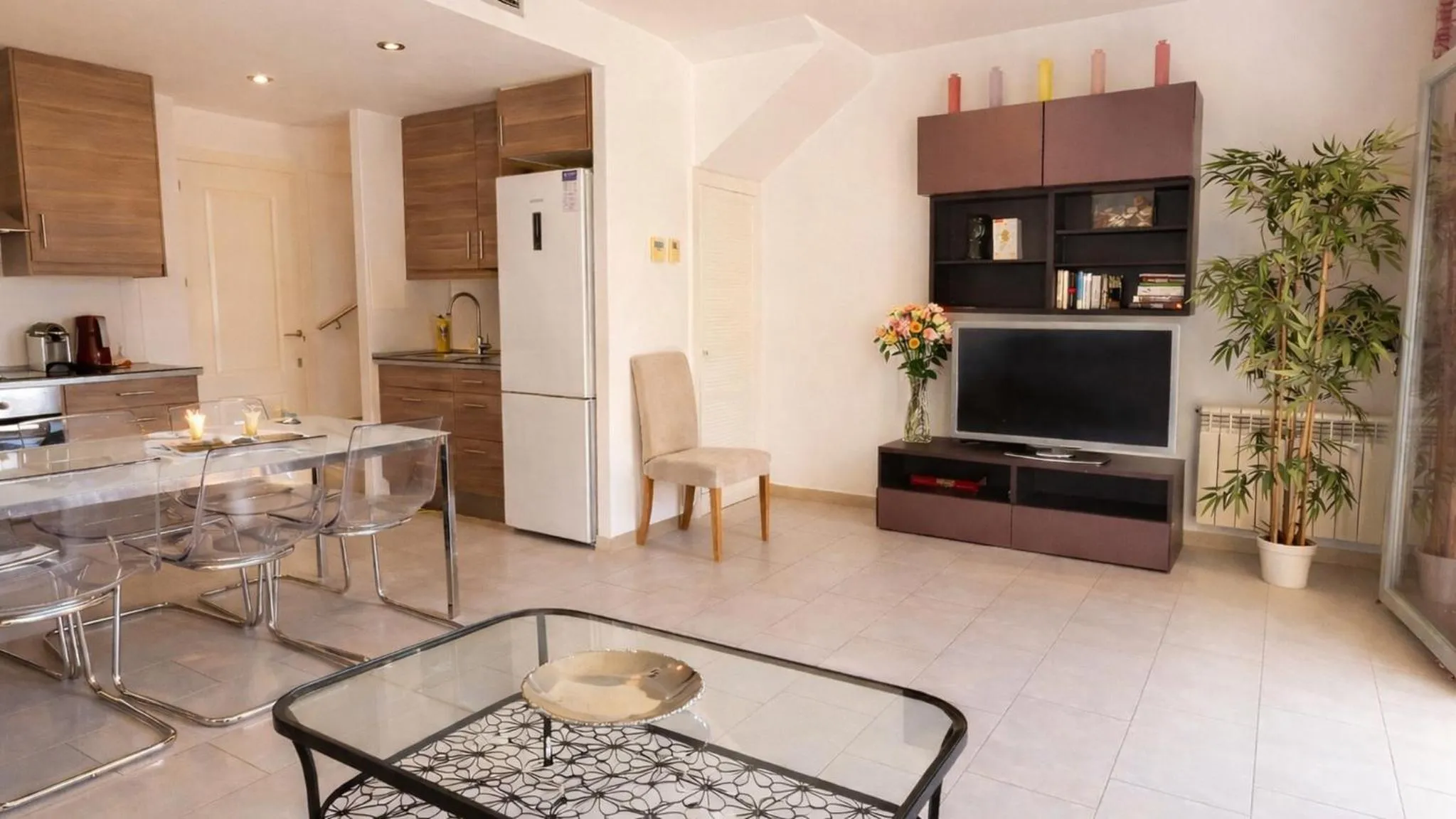 TV and multimedia in Modern Duplex in Sitges with Private Parking, Sea Views & Terrace