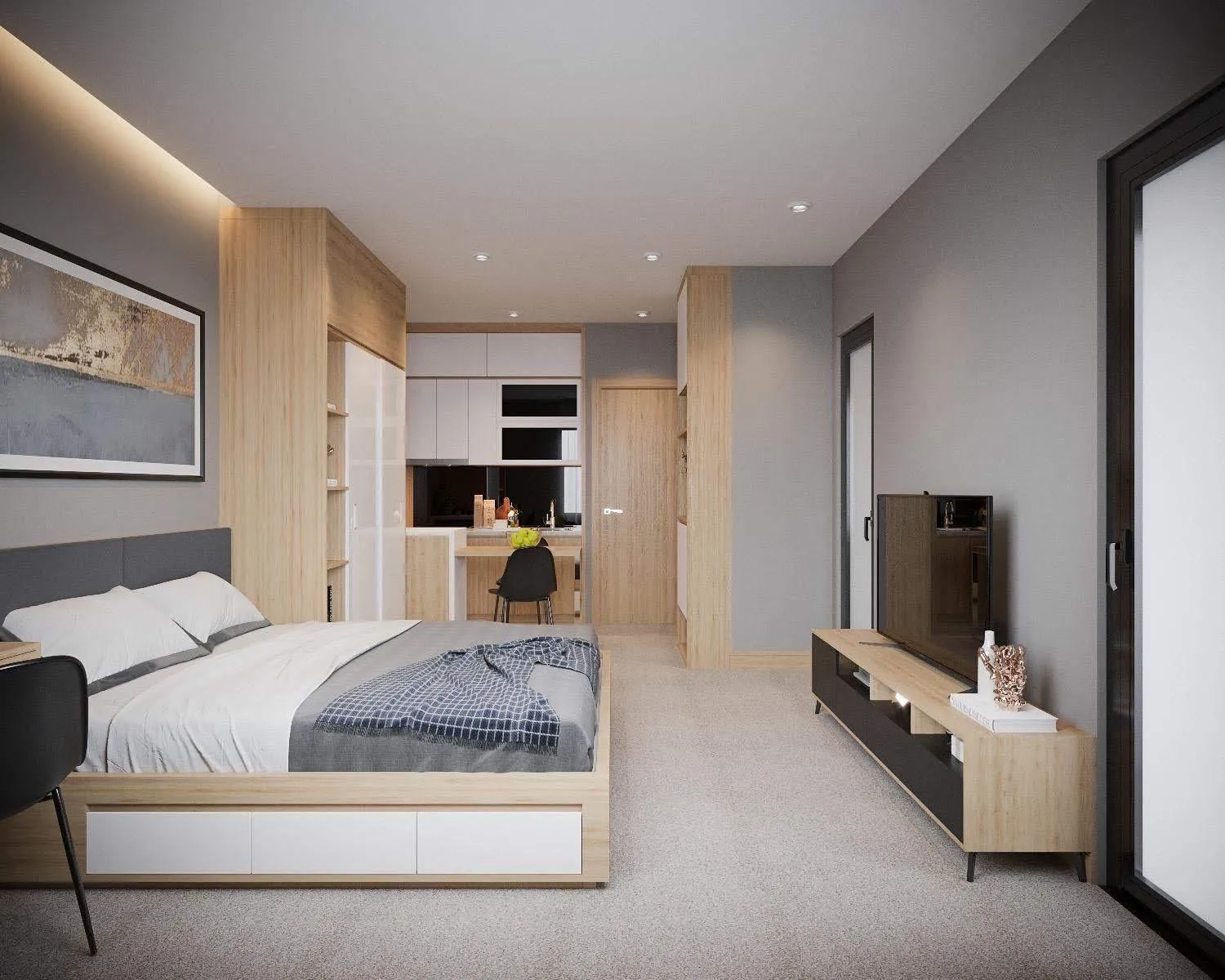 wardrobe, Bed in Fukurai Boutique Apartments Ha Noi
