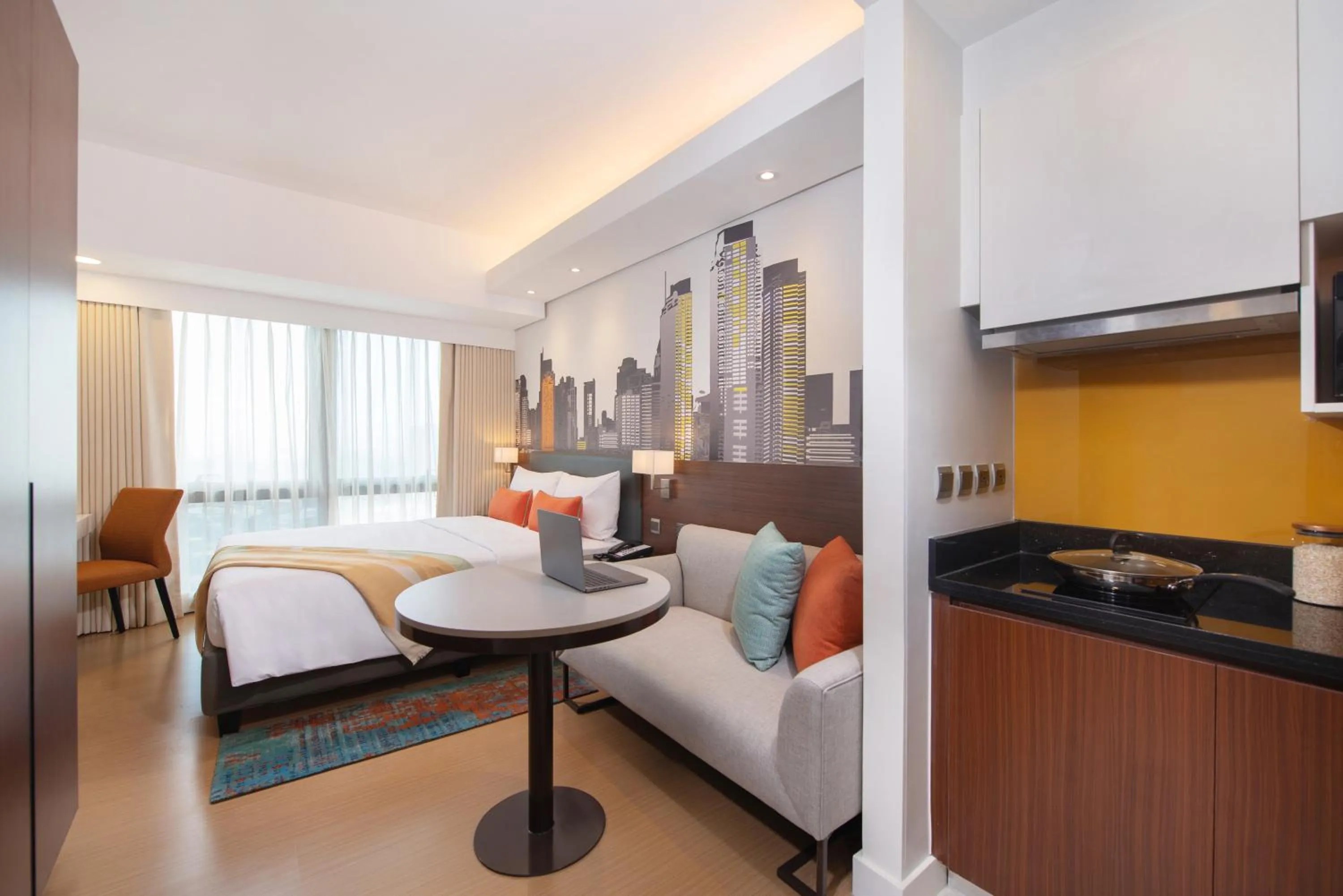Kitchen or kitchenette, Bed in Citadines Benavidez Makati