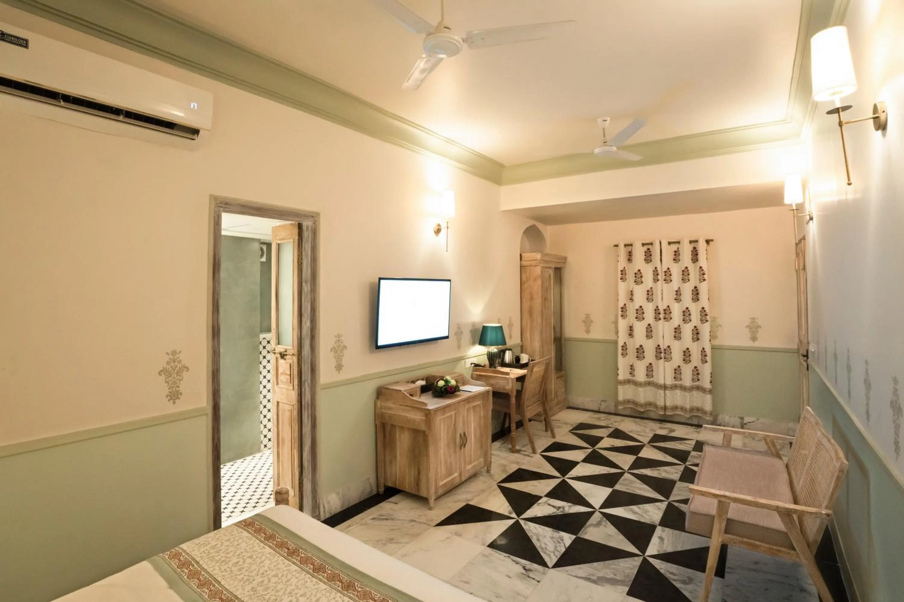 Living room, Bed in Dev Mahal - A Boutique Heritage Hotel