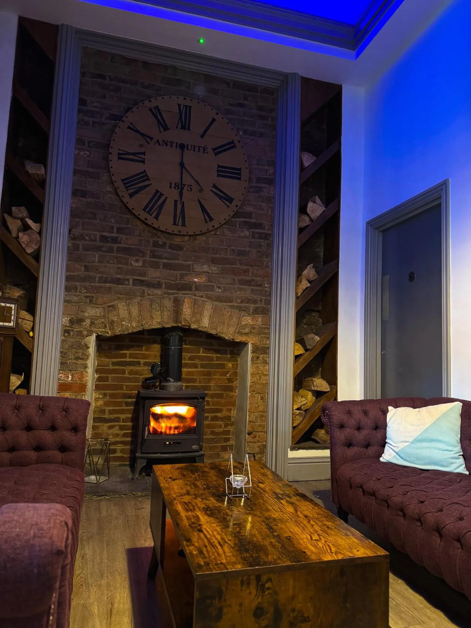 fireplace in The George Wright Boutique Hotel, Bar & Restaurant