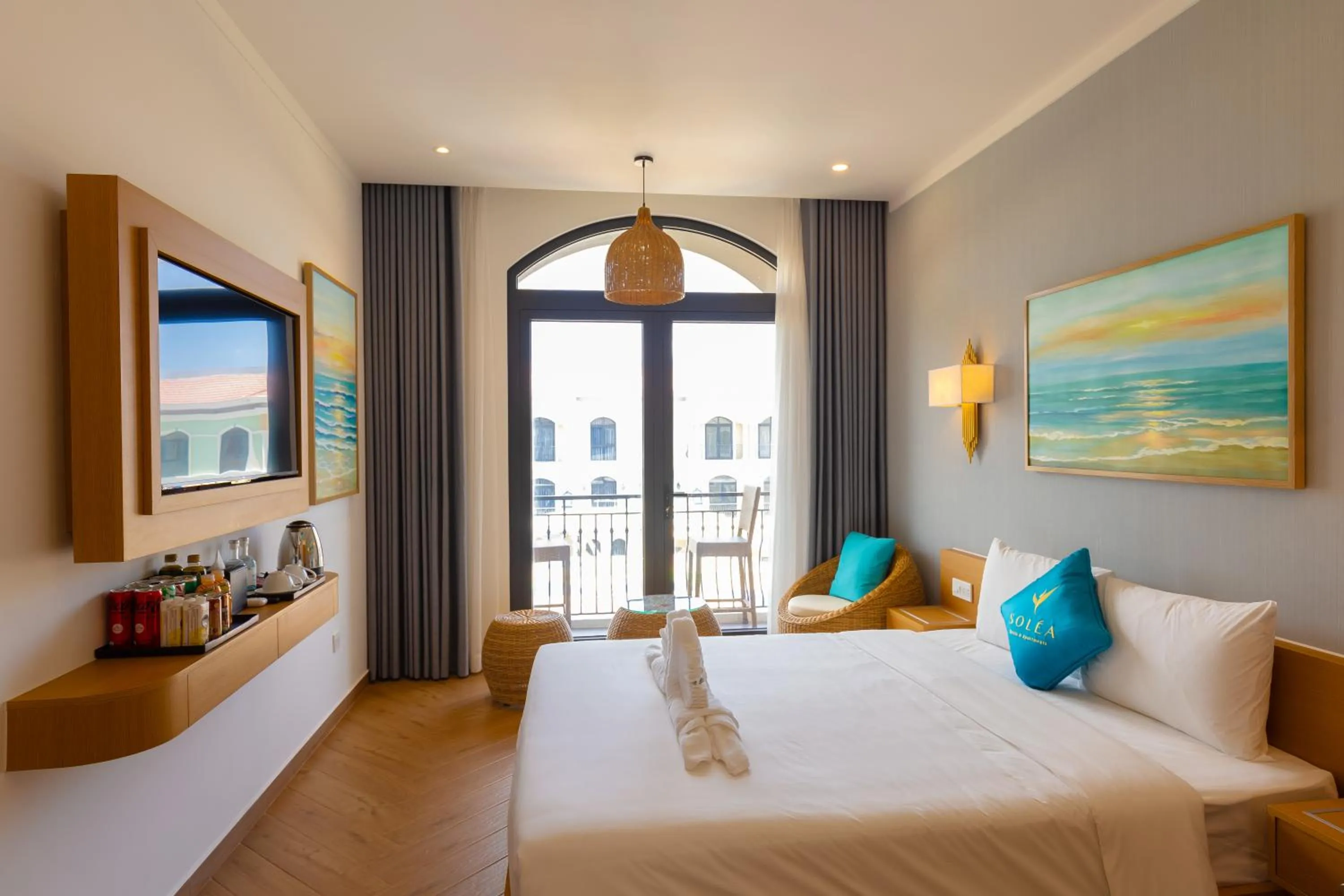 View (from property/room), Bed in SOLÉA Hotel GrandWorld Phu Quoc