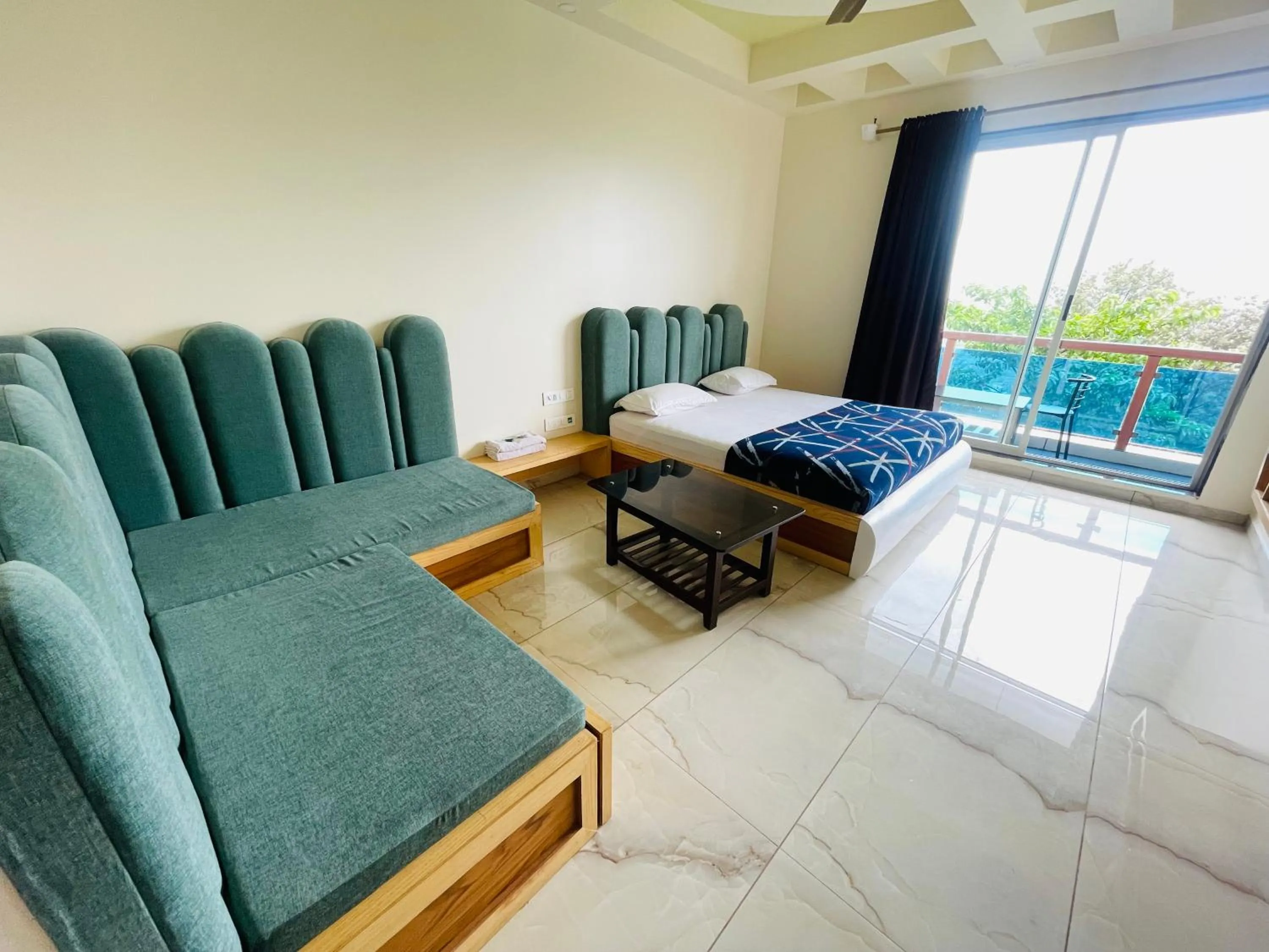 Seating area in hotel saptarang residency panhala