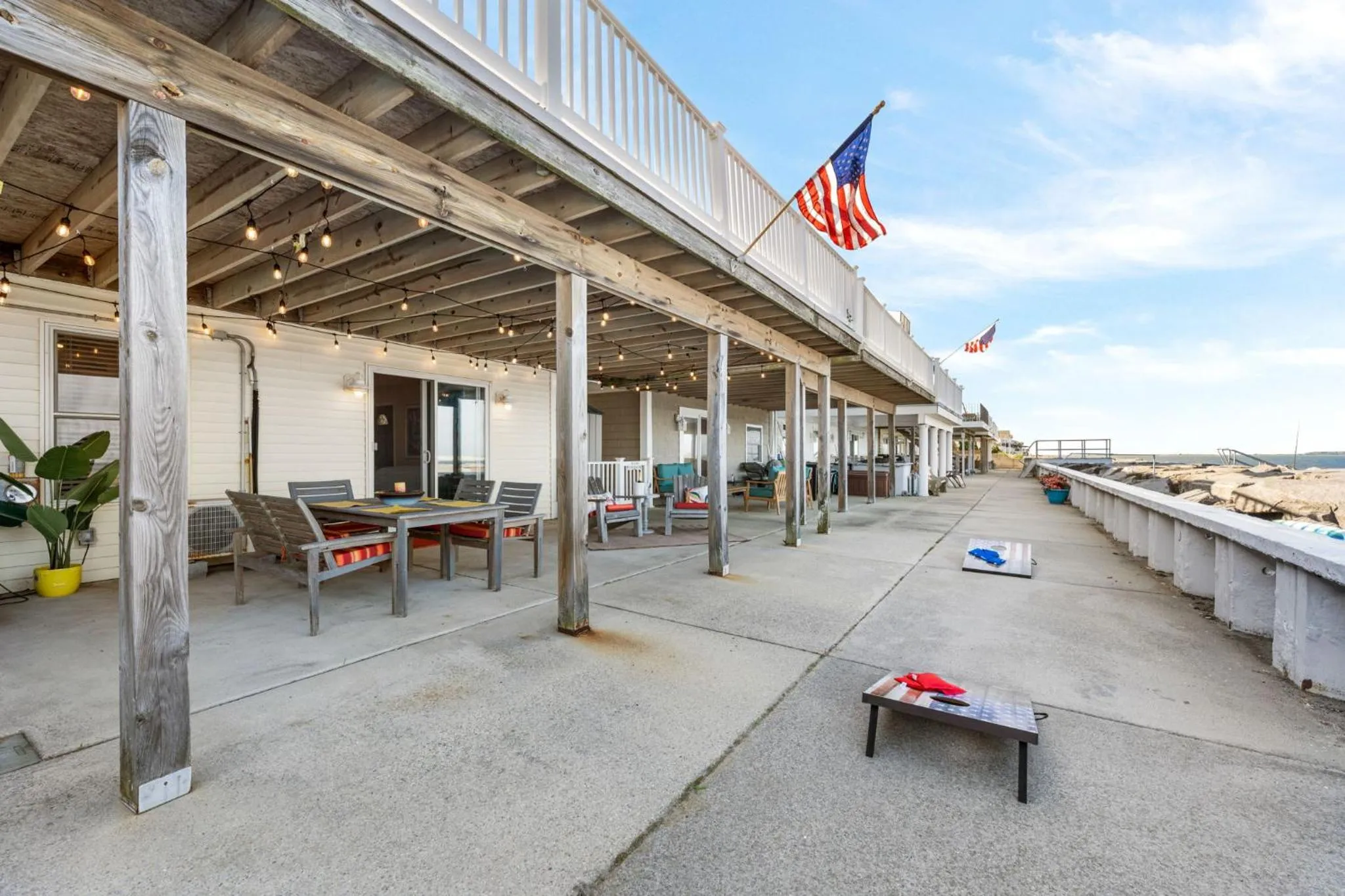 Patio in Waterfront North Wildwood Anglesea Family Retreat