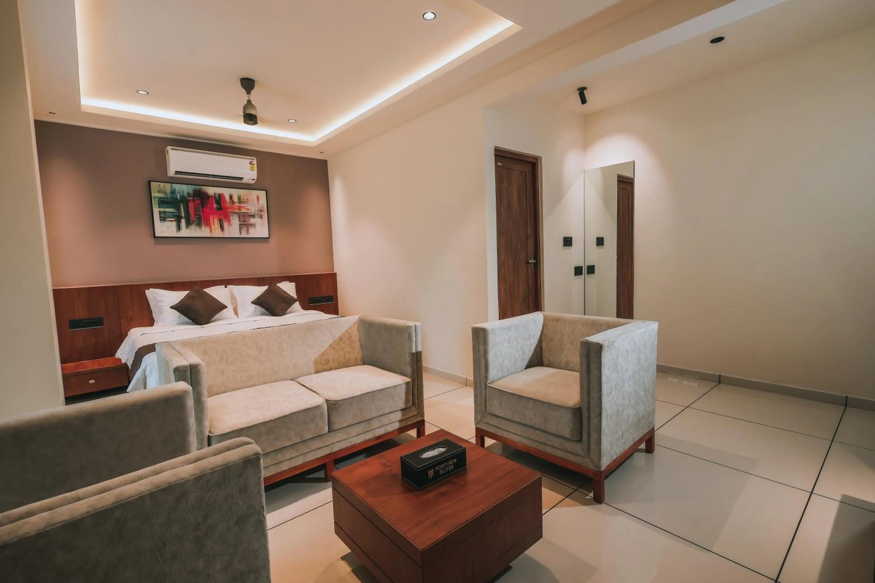 Seating area in Fortview Suites