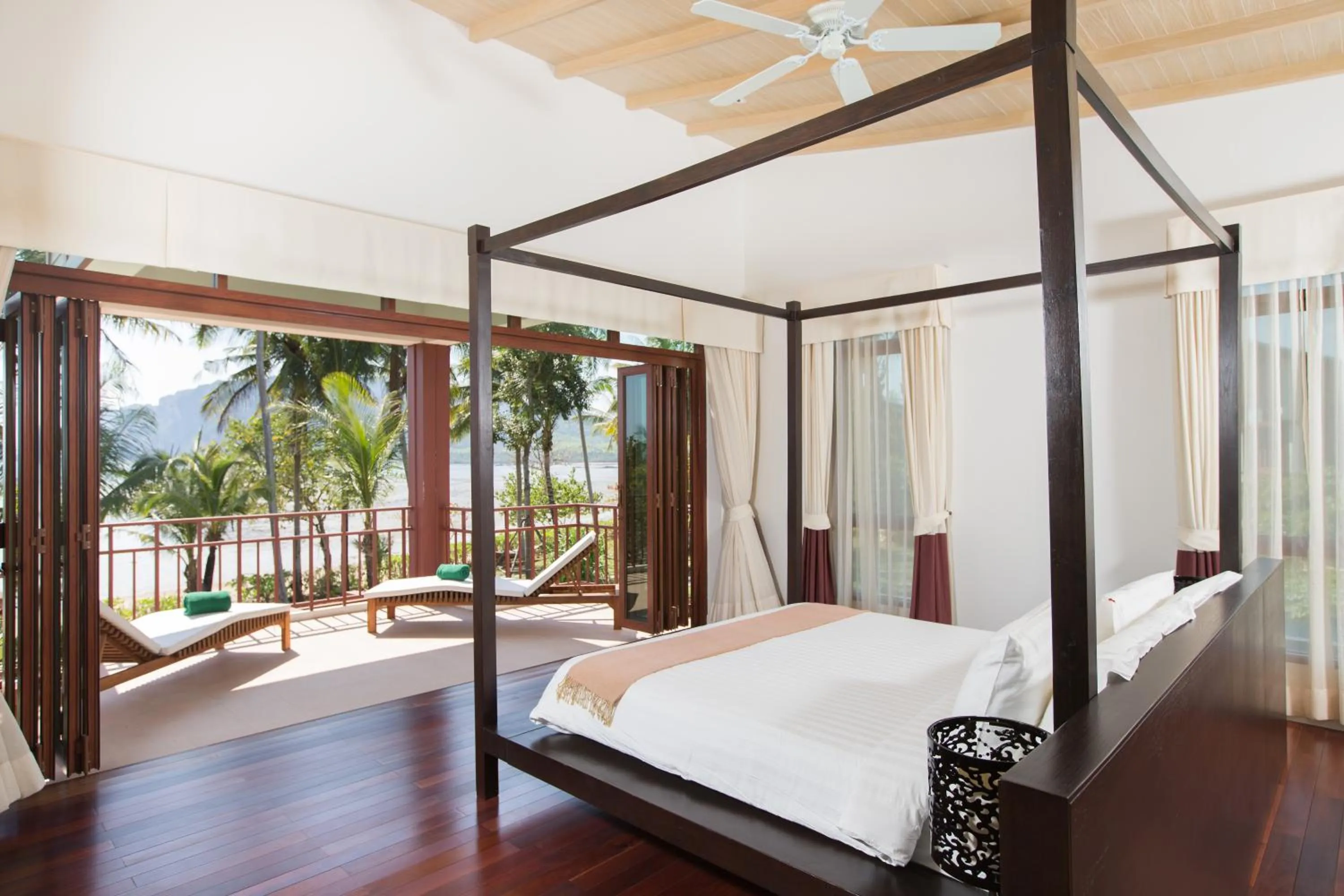 Bedroom, Bed in Amatapura Beachfront Villa 1, SHA Certified