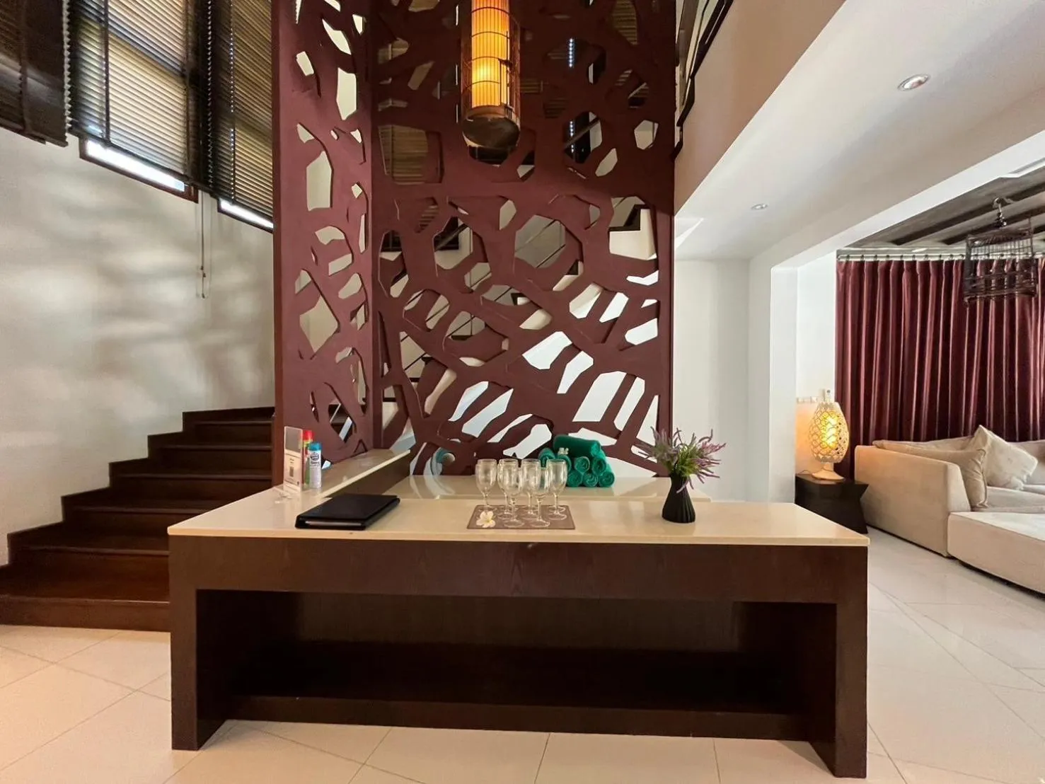 Lobby or reception in Amatapura Beachfront Villa 1, SHA Certified