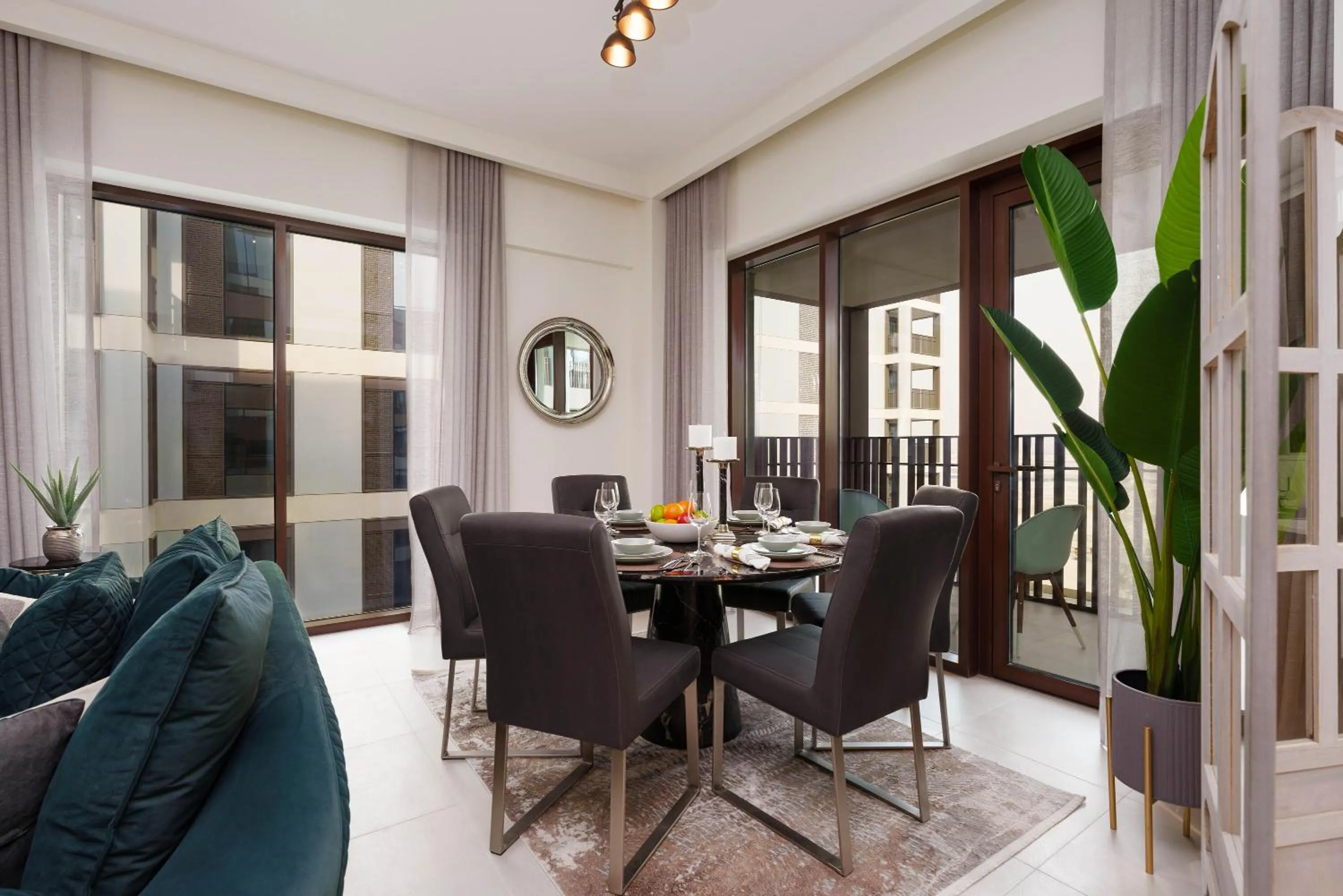 Dining area in Maison Privee - Alluring Modern Apt in Dubai Creek Beach