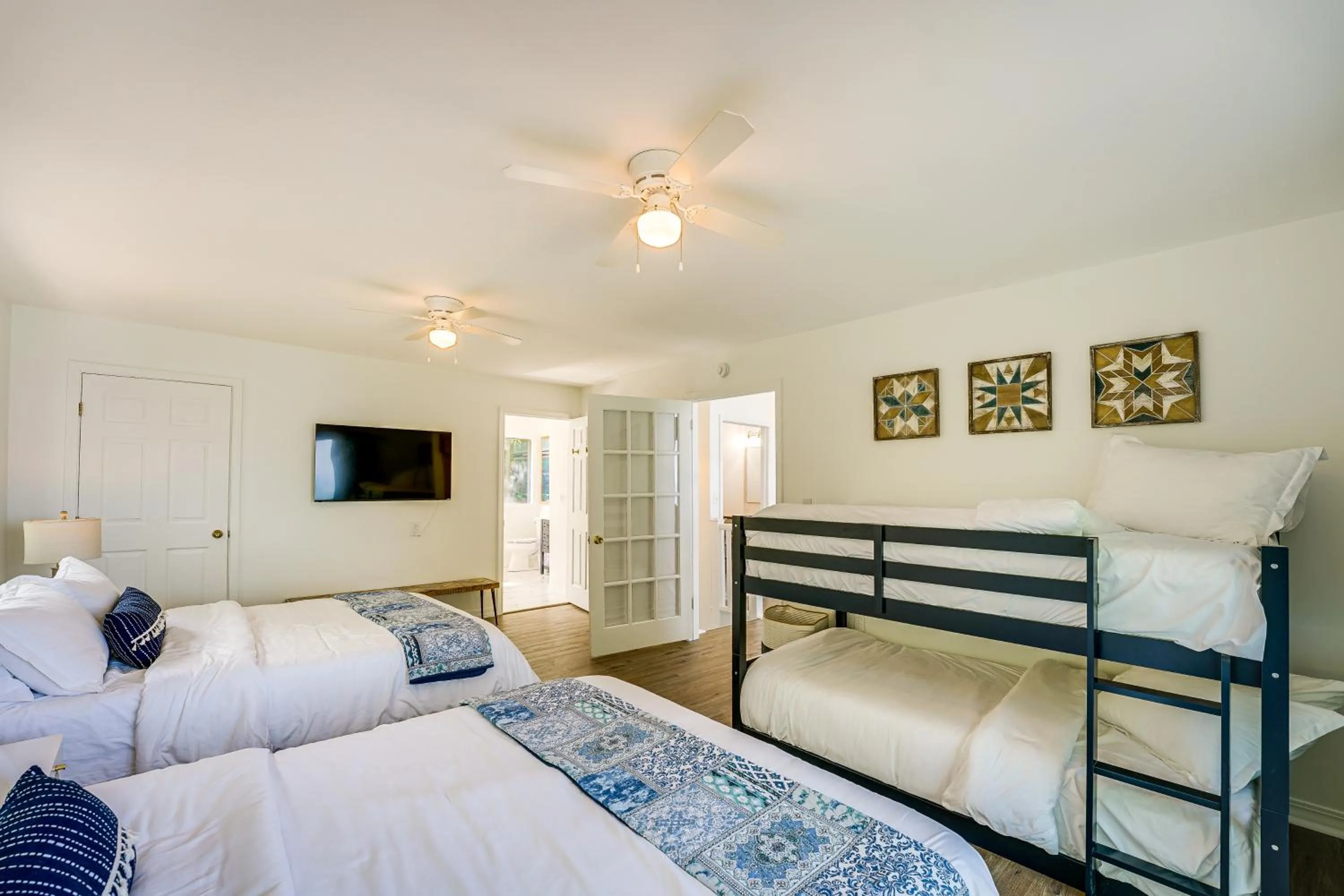 Bed in Private Beachfront Lake Michigan Rental with Kayaks