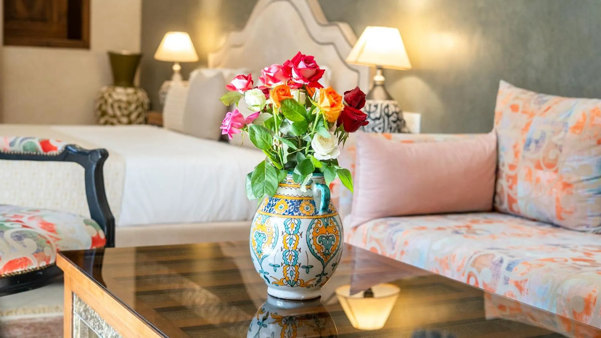 Living room, Bed in Riad Mandana & Spa