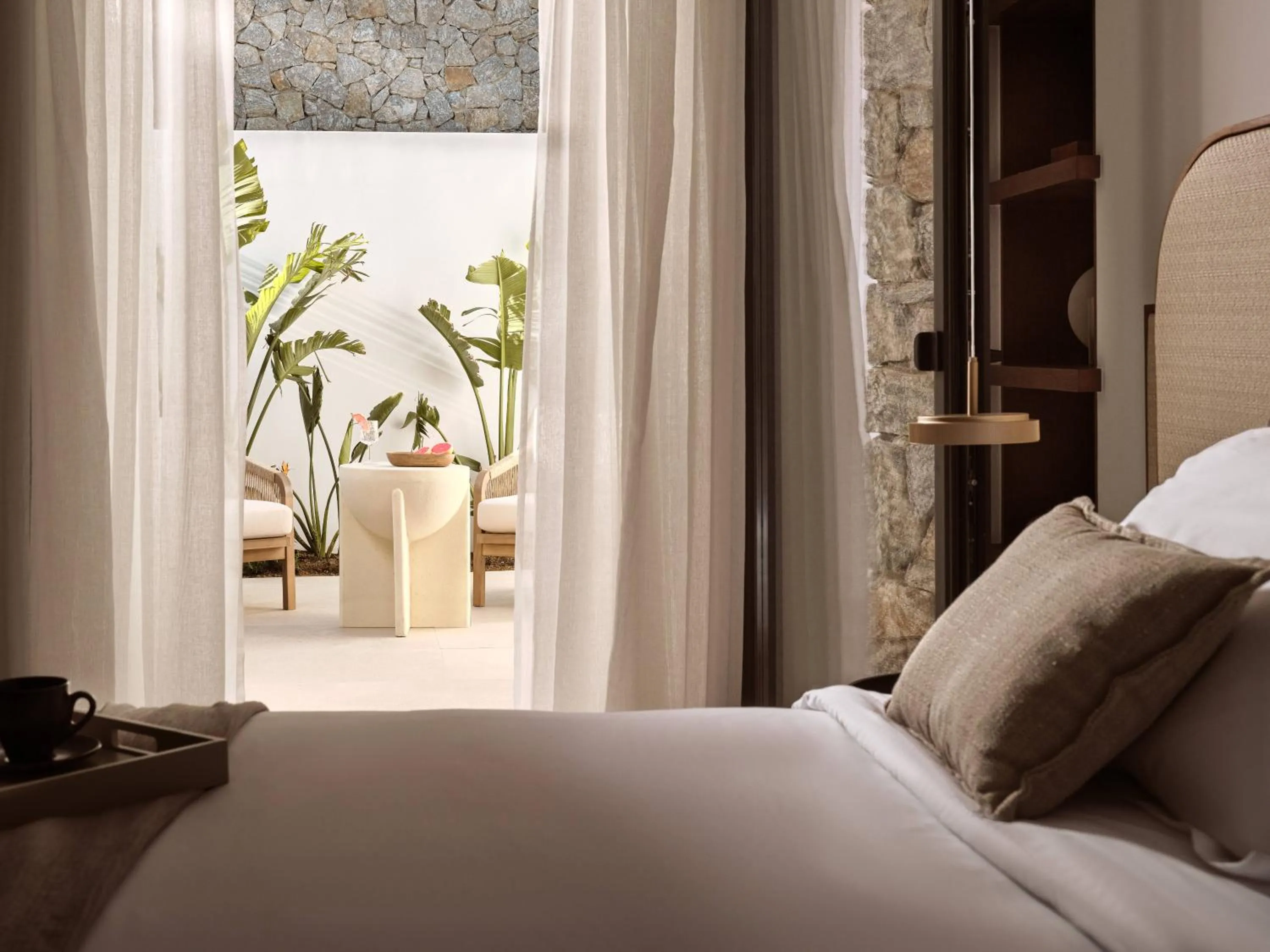 Bed in Anemelia Hotel Mykonos