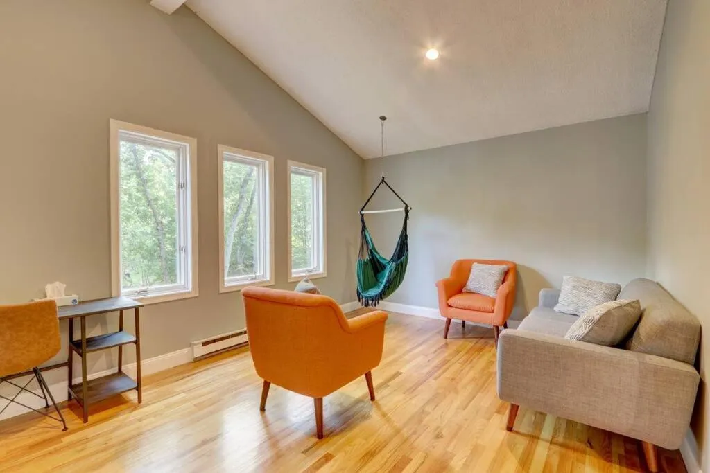 Living room in Cozy Chalet Game Rm and Fireplace