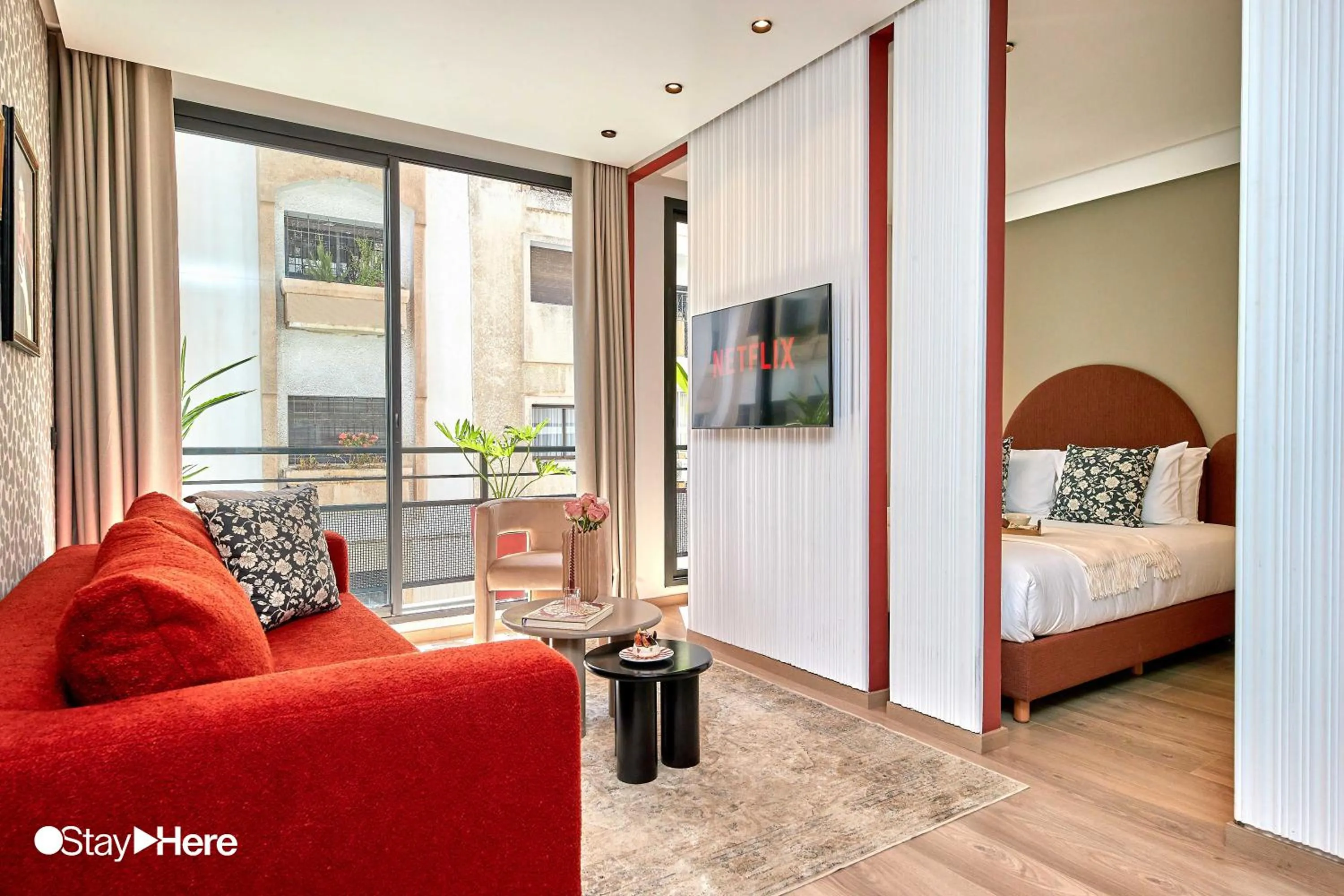 Living room, Bed in Stayhere Casablanca - Maarif - Elite Residence