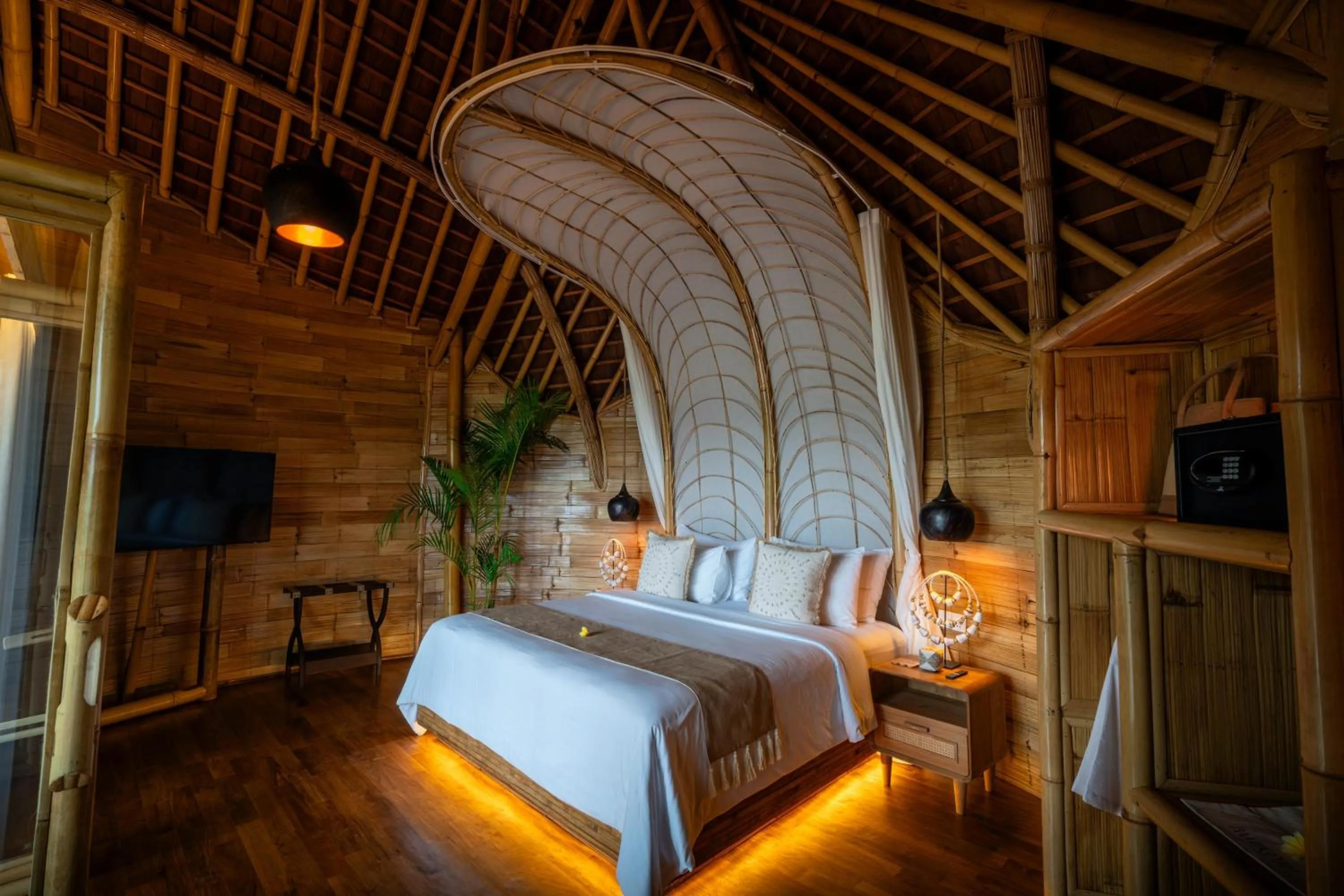 Bed in Bambootel Sawah View