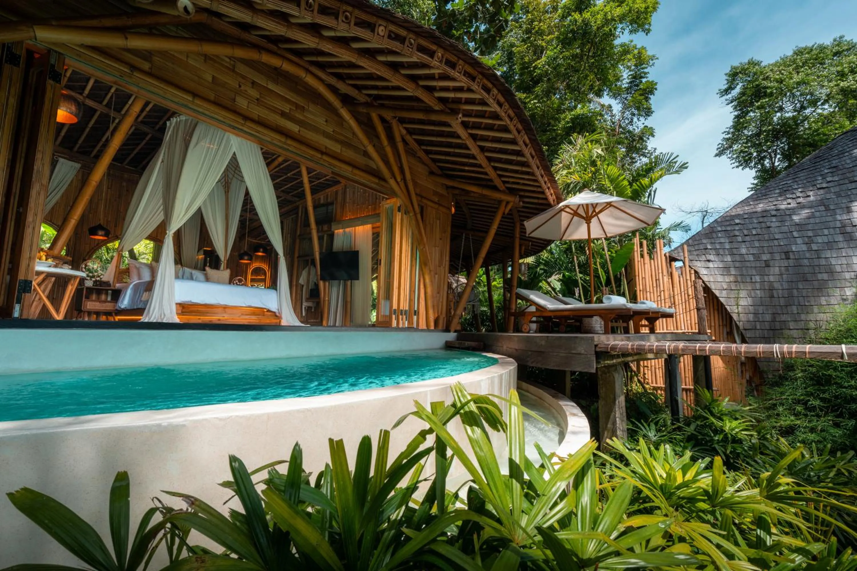 Pool view in Bambootel Sawah View