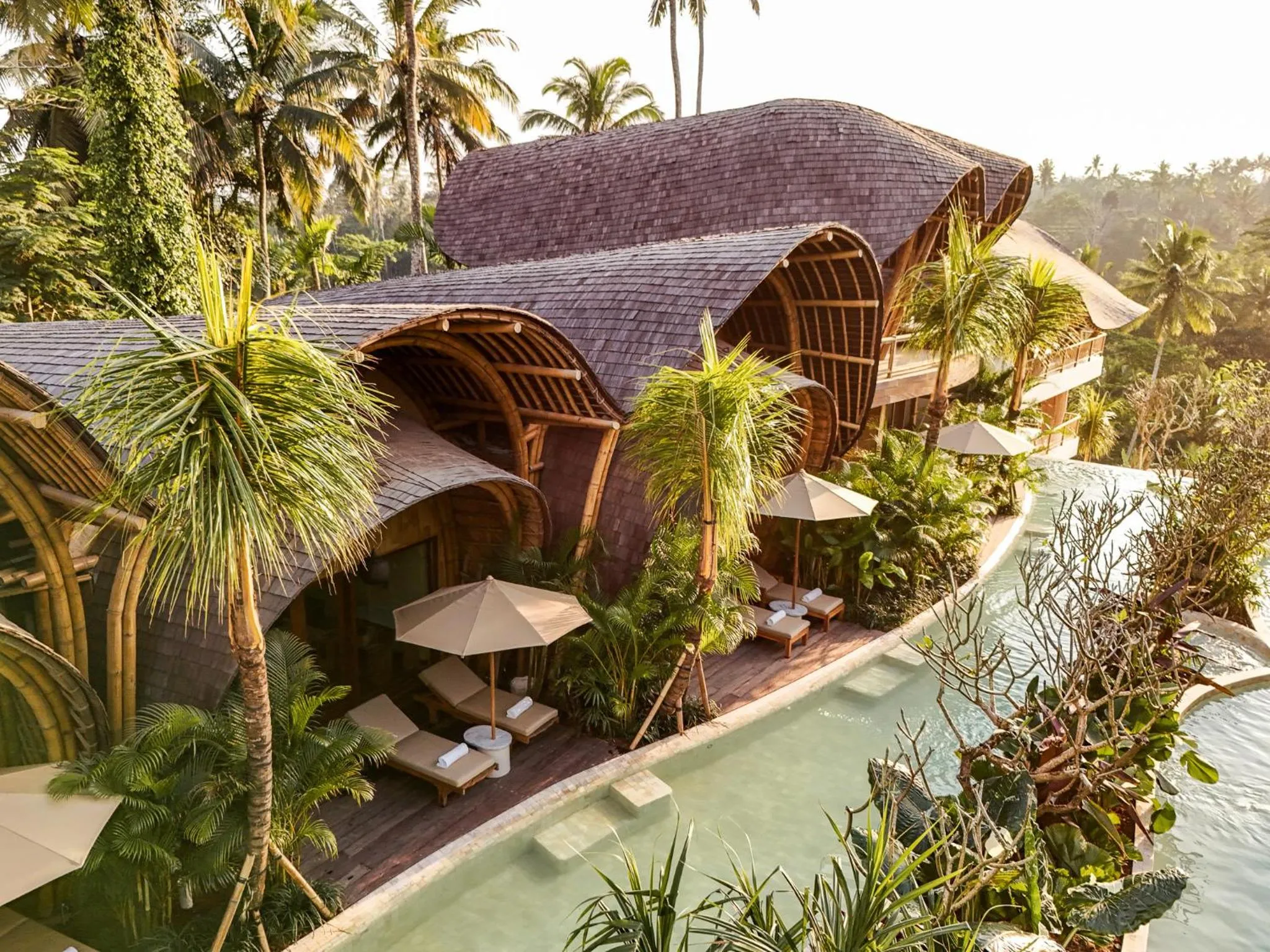 Pool view in Bambootel Sawah View