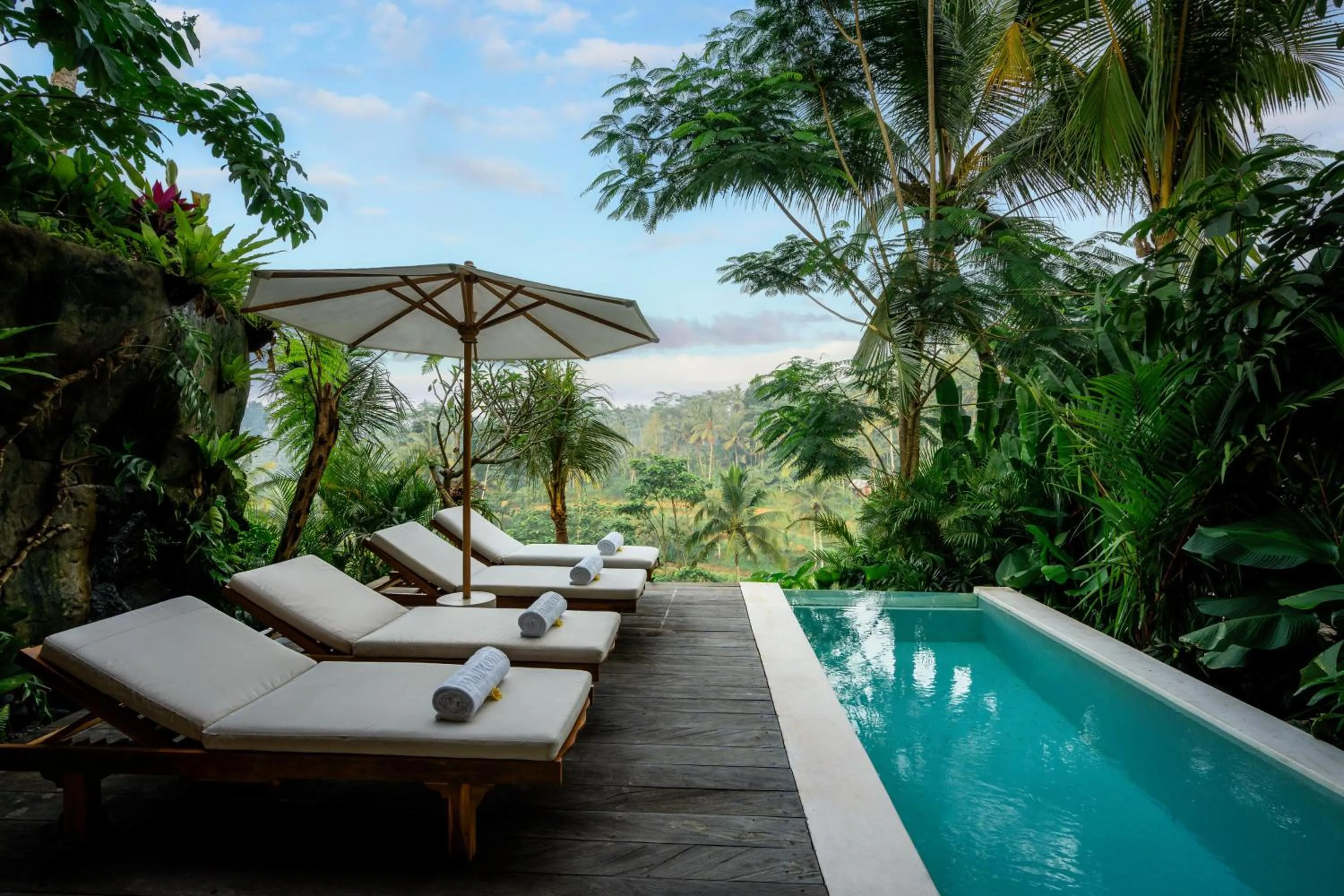 Pool view in Bambootel Sawah View