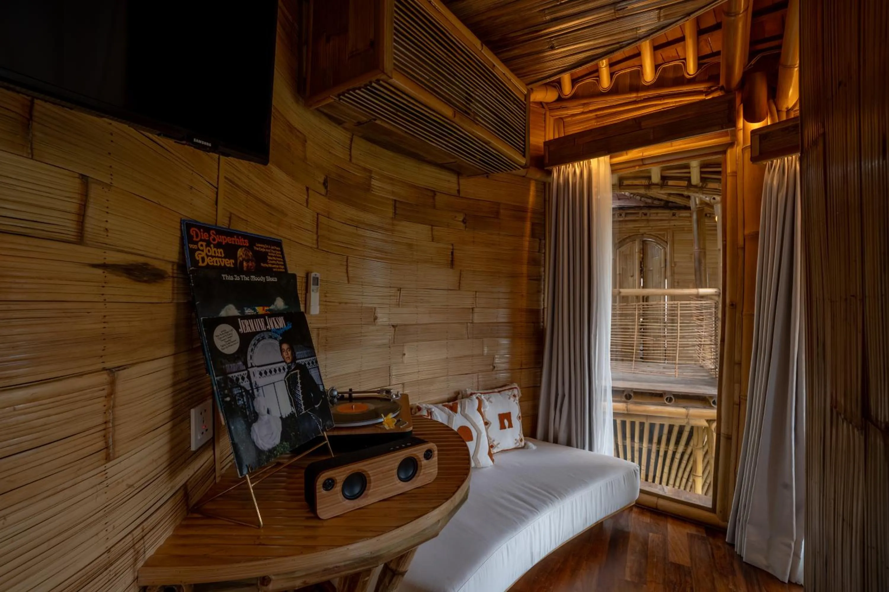 Seating area in Bambootel Sawah View